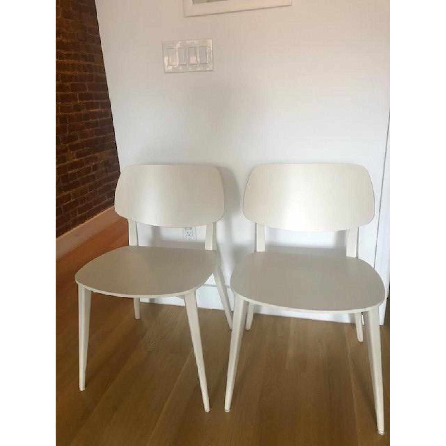 Crate & Barrel Modern White Italian Wooden Dining Chairs - image-1