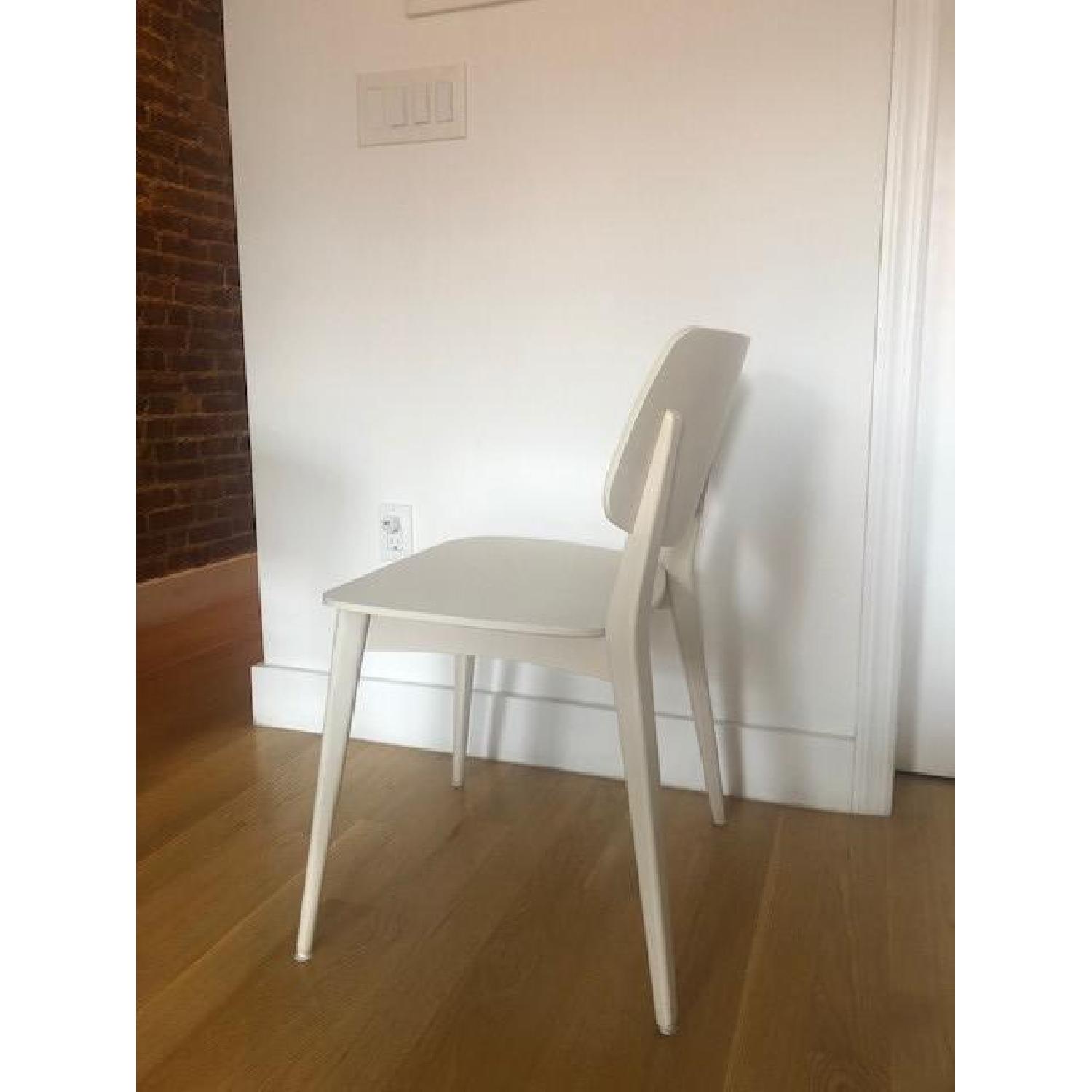 Crate & Barrel Modern White Italian Wooden Dining Chairs - image-2
