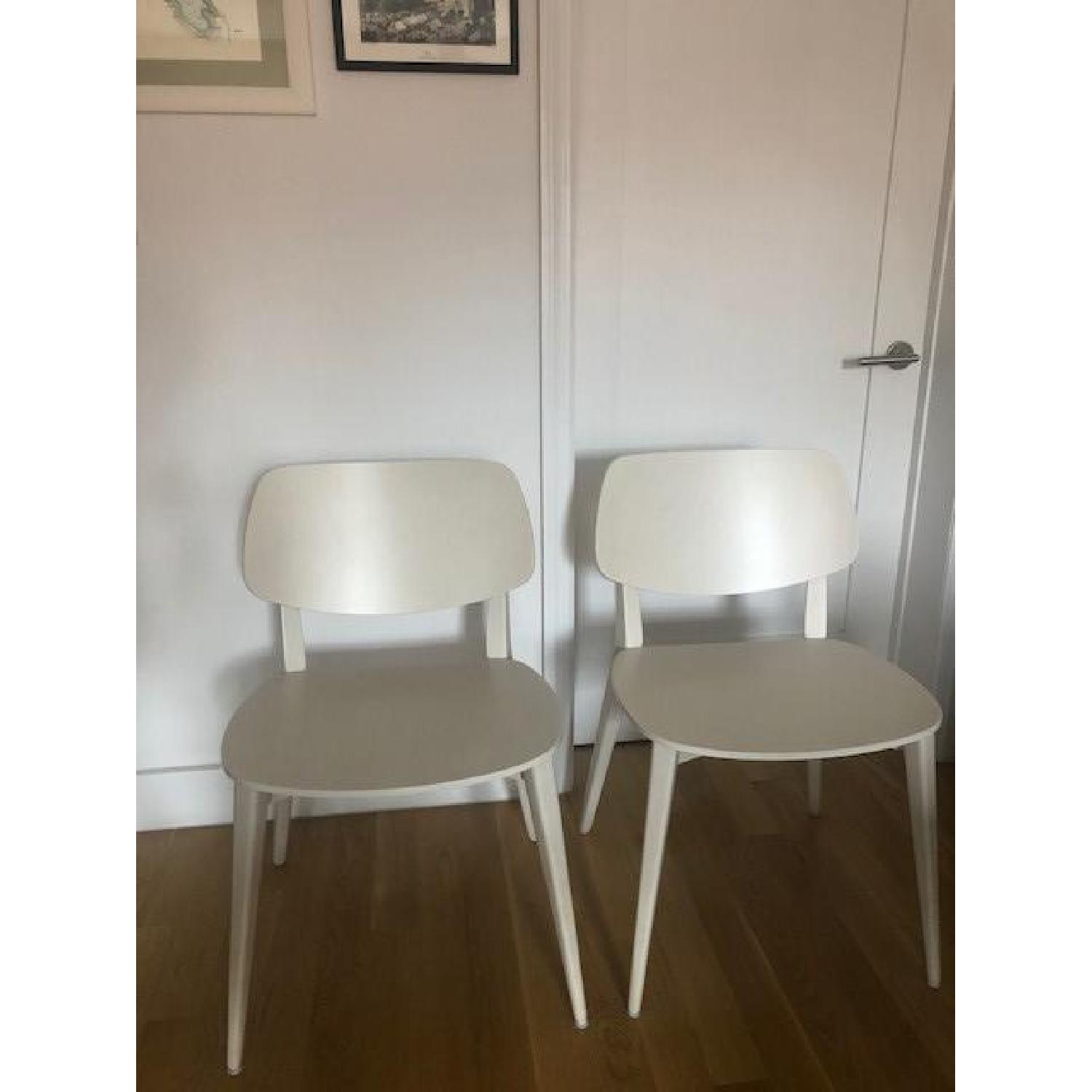 Crate & Barrel Modern White Italian Wooden Dining Chairs - image-3