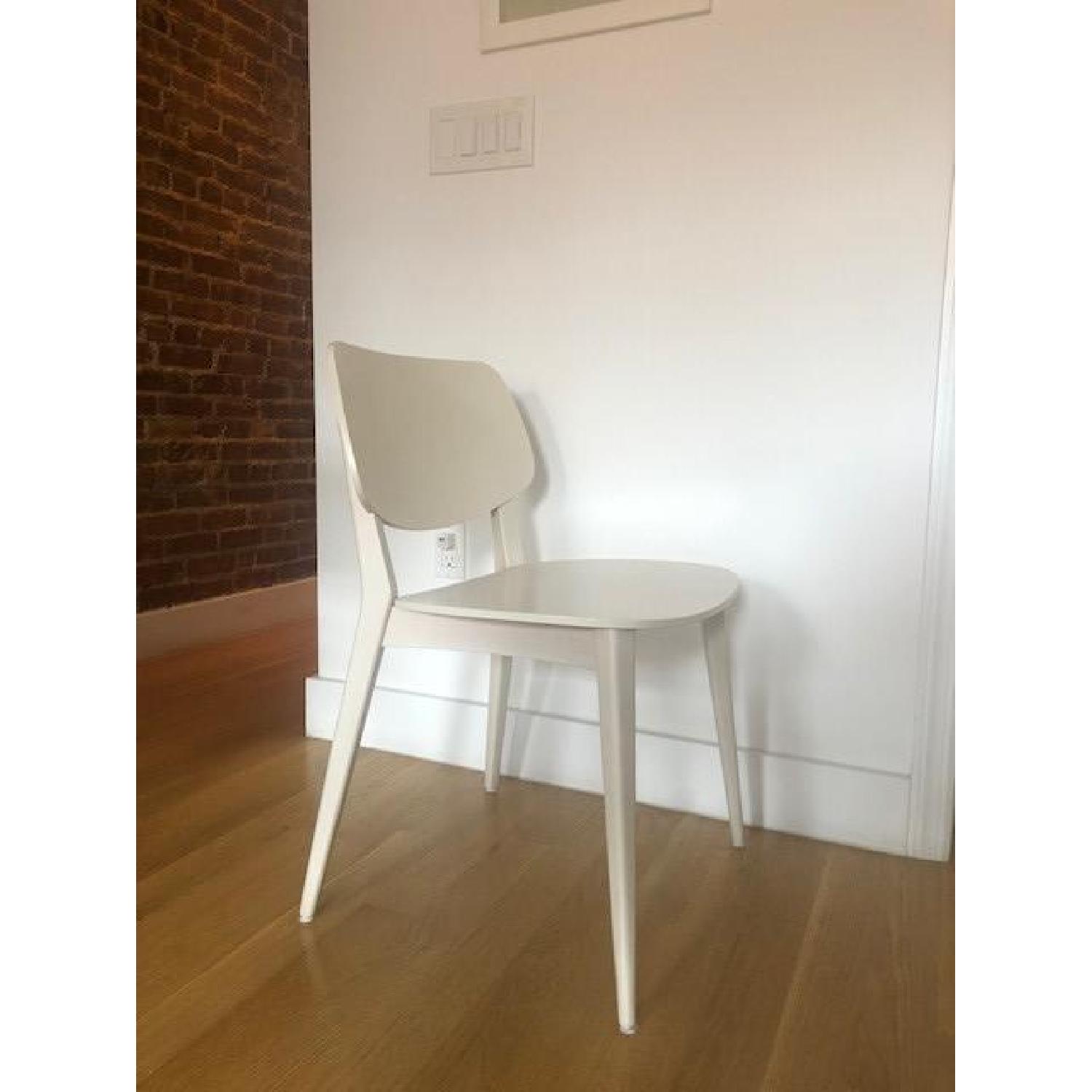 Crate & Barrel Modern White Italian Wooden Dining Chairs - image-4