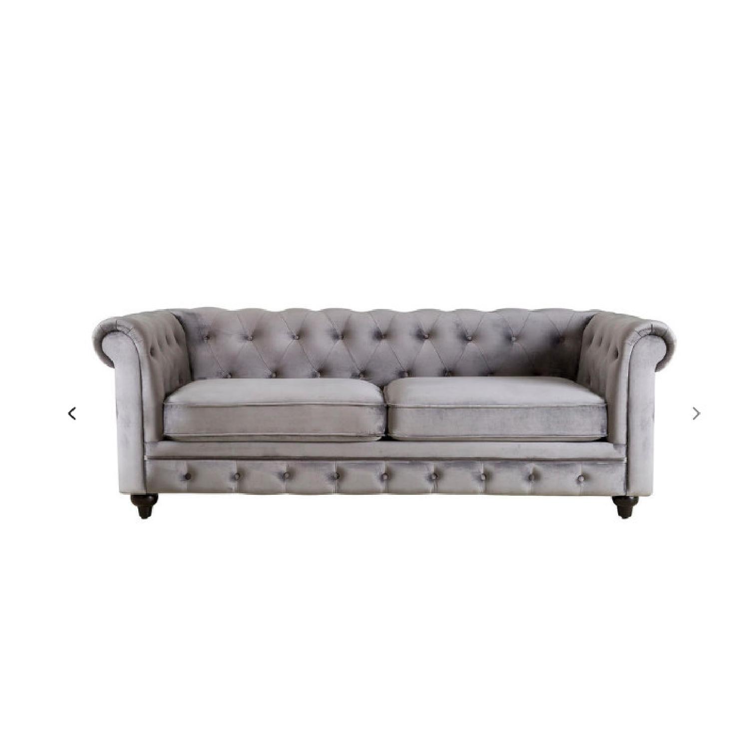 At Home Chesterfield Velvet Tufted Sofa AptDeco