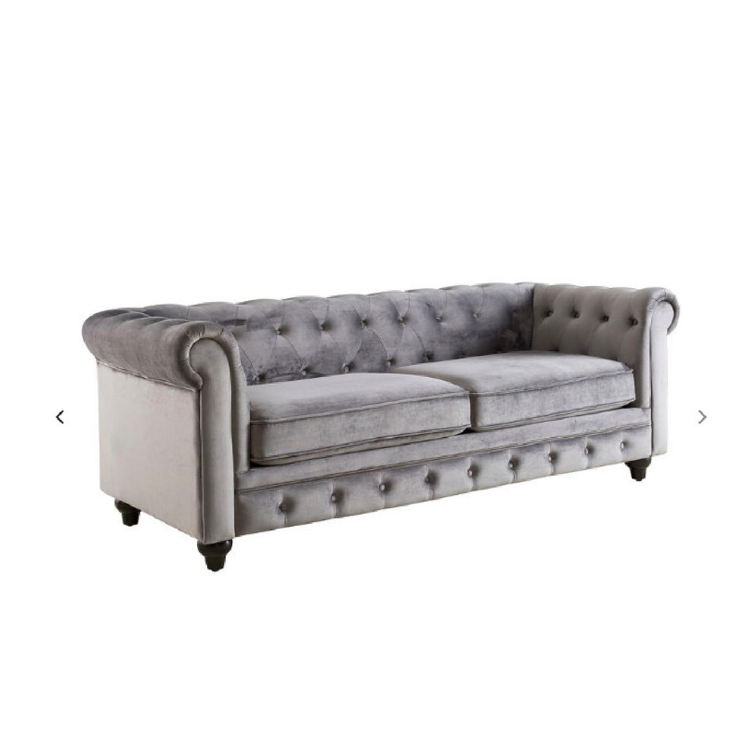 At Home Chesterfield Velvet Tufted Sofa AptDeco