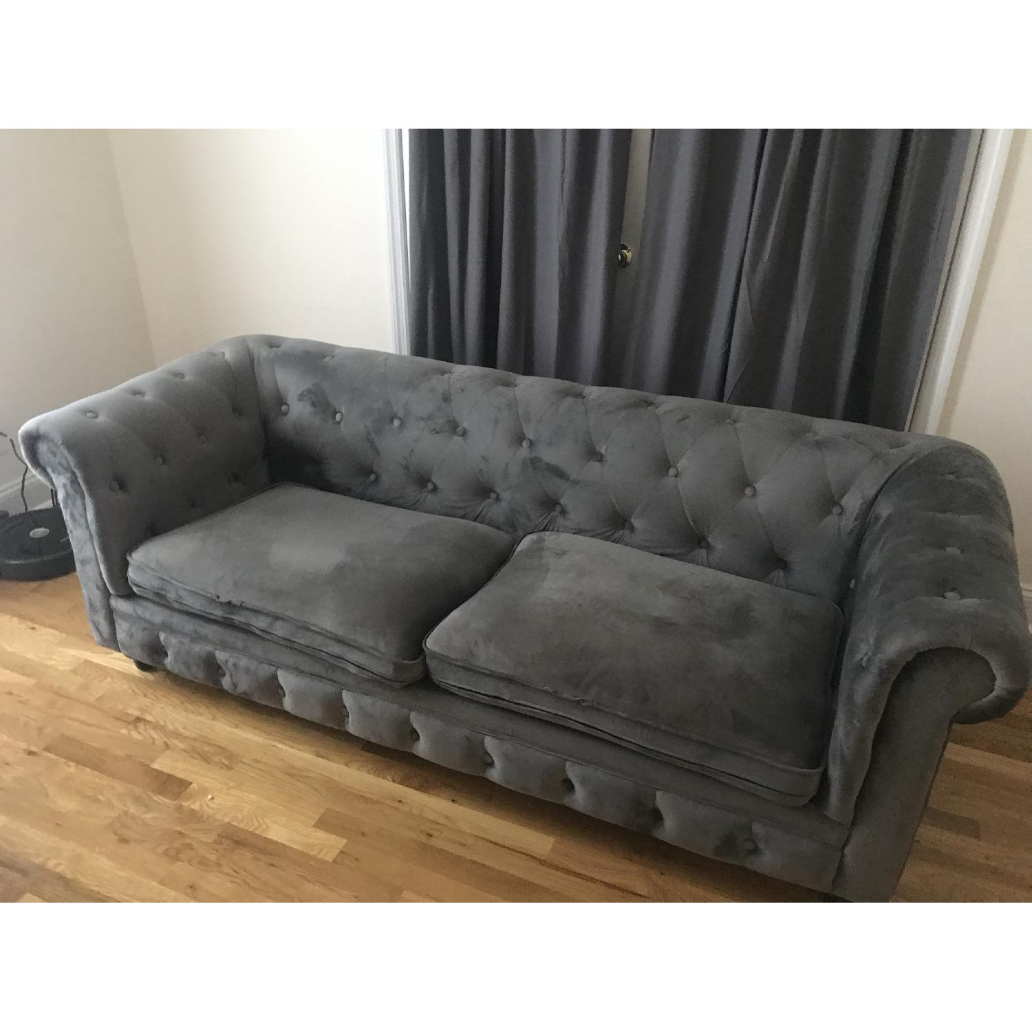 At Home Chesterfield Velvet Tufted Sofa AptDeco