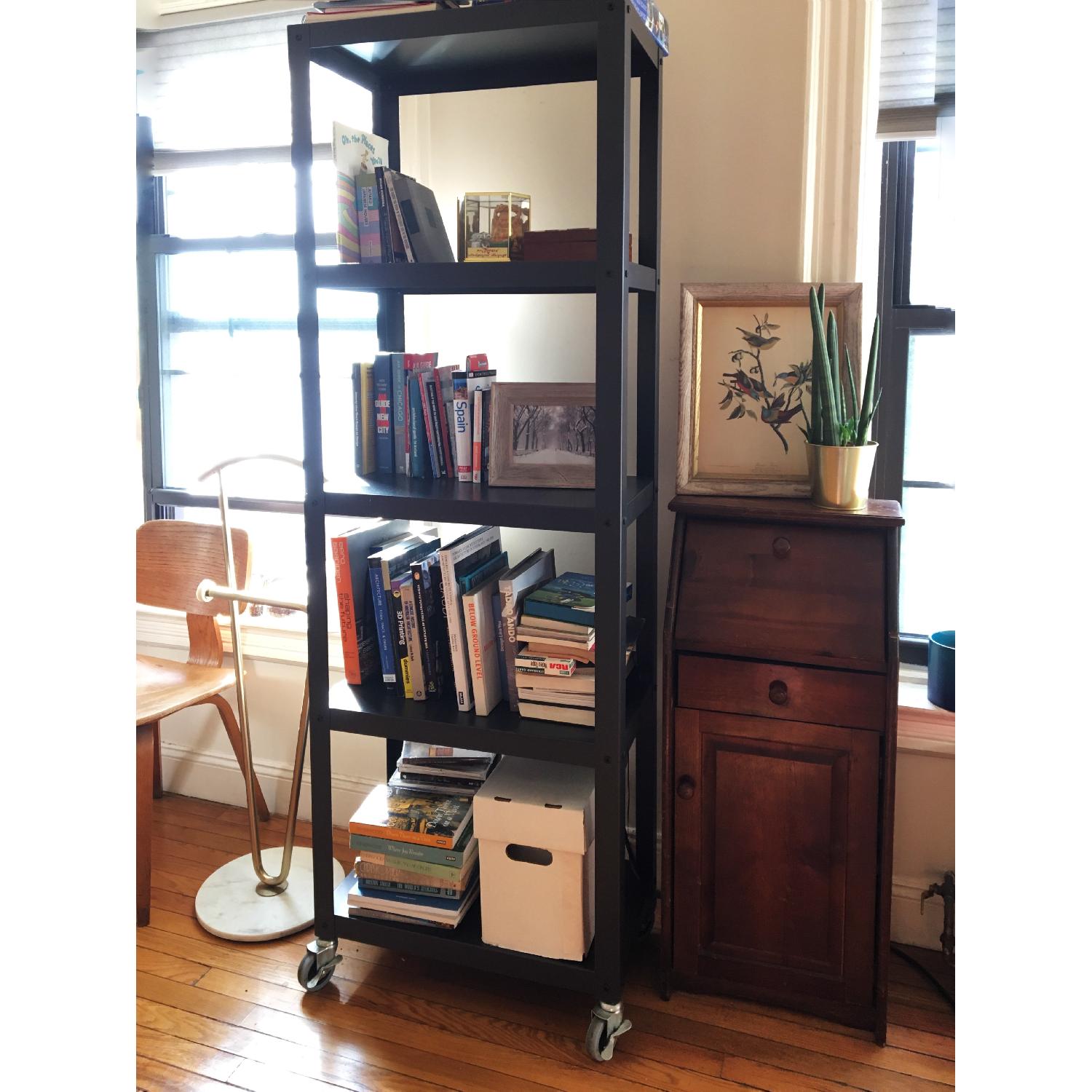 CB2 Industrial Metal 5-Shelf Rolling Bookcases - image-2