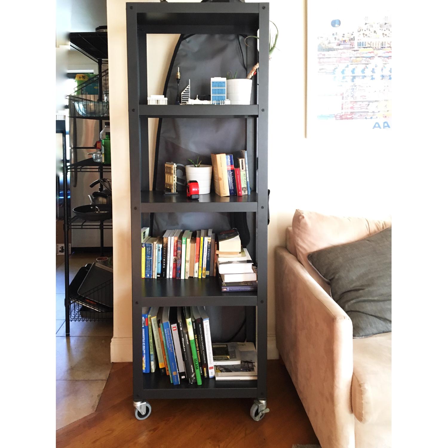 CB2 Industrial Metal 5-Shelf Rolling Bookcases - image-3