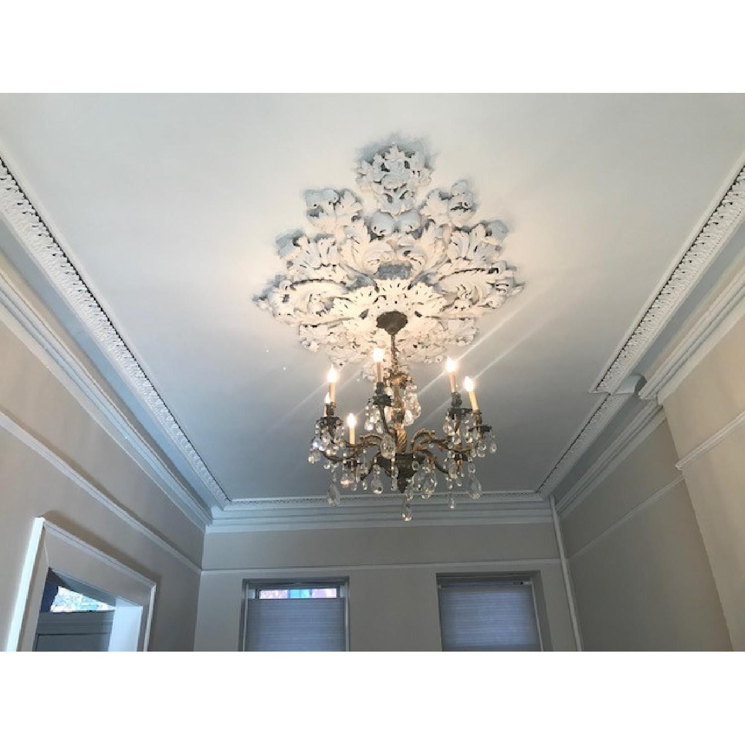 Antique Victorian Brass & Crystal Chandelier - image-1