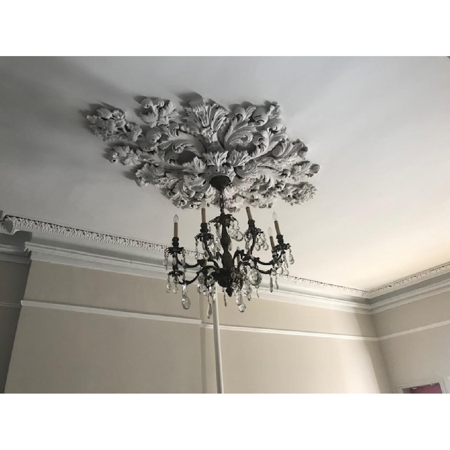 Antique Victorian Brass & Crystal Chandelier - image-3