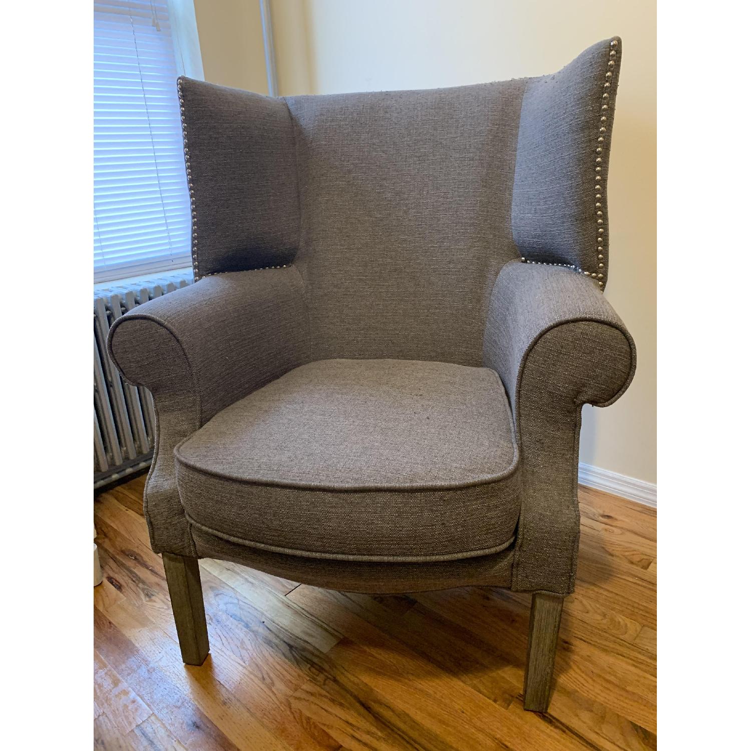 HomeGoods Grey Wingback Chair - image-3