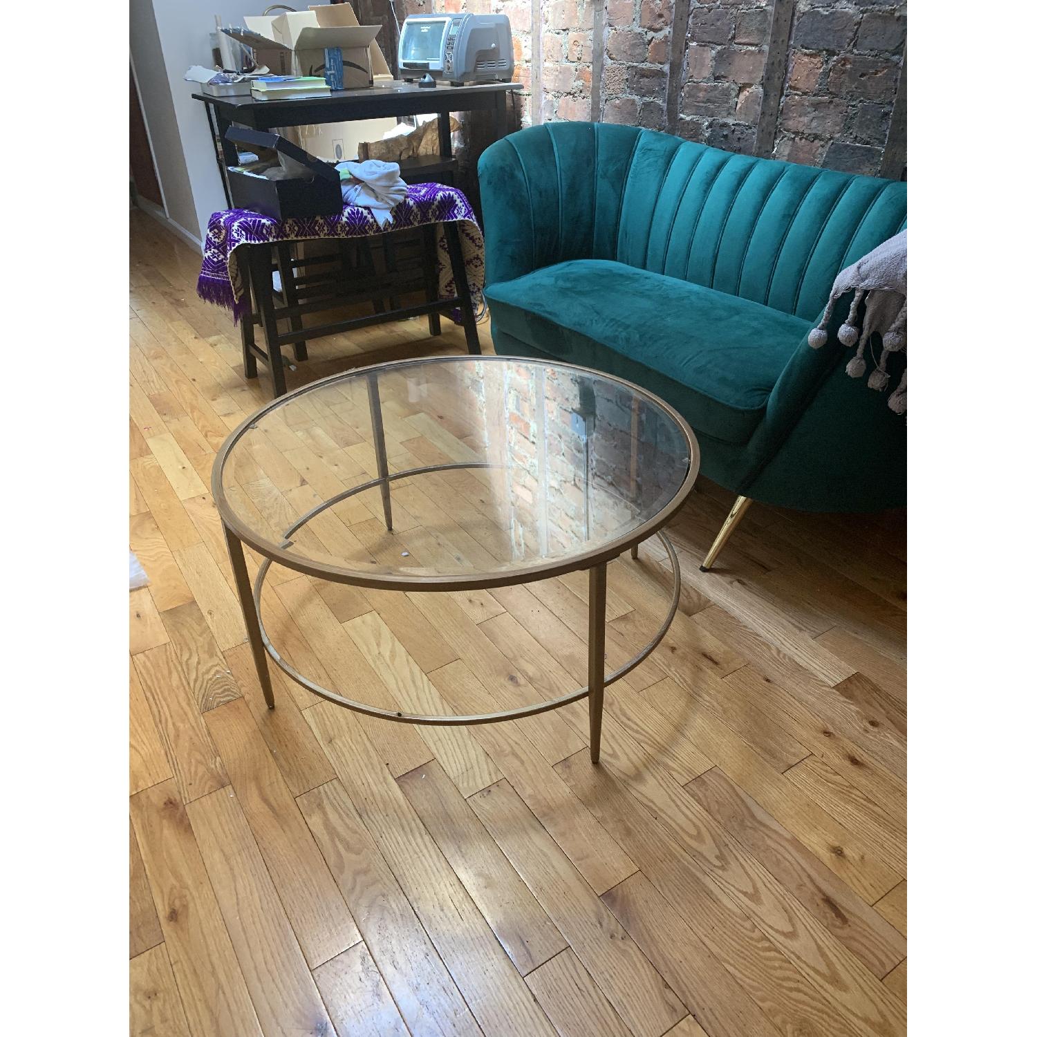 Birch Lane Heritage Round Glass & Gold Coffee Table - image-3