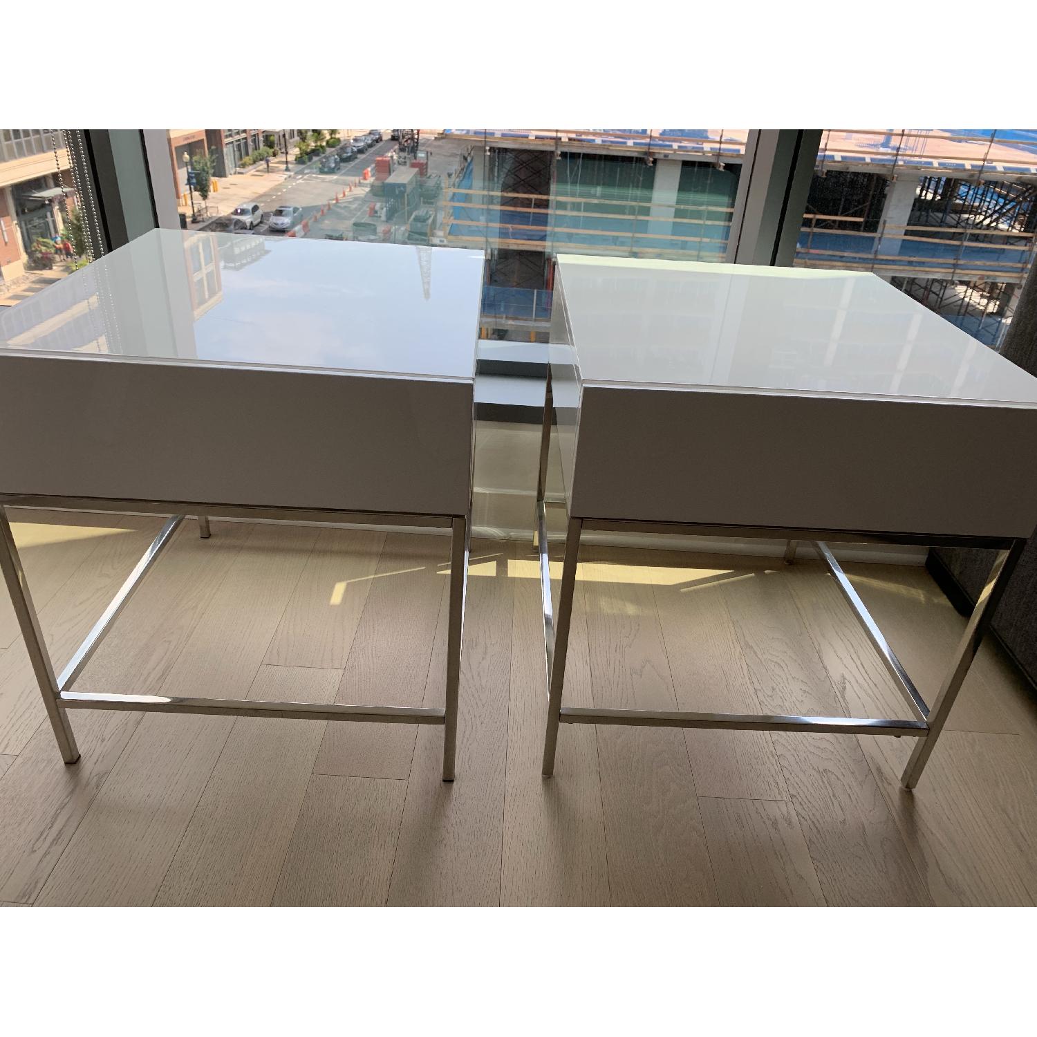 West Elm White Lacquer Storage Side Tables - image-1