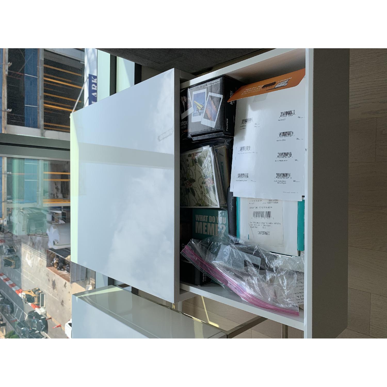 West Elm White Lacquer Storage Side Tables - image-2