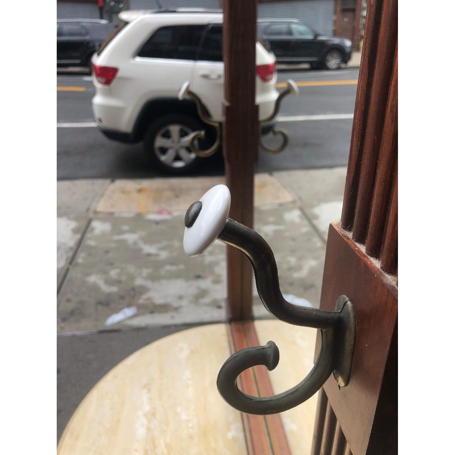 Pulaski Hall Tree w/ Mirror, Marble Table & Brass Hooks - image-2