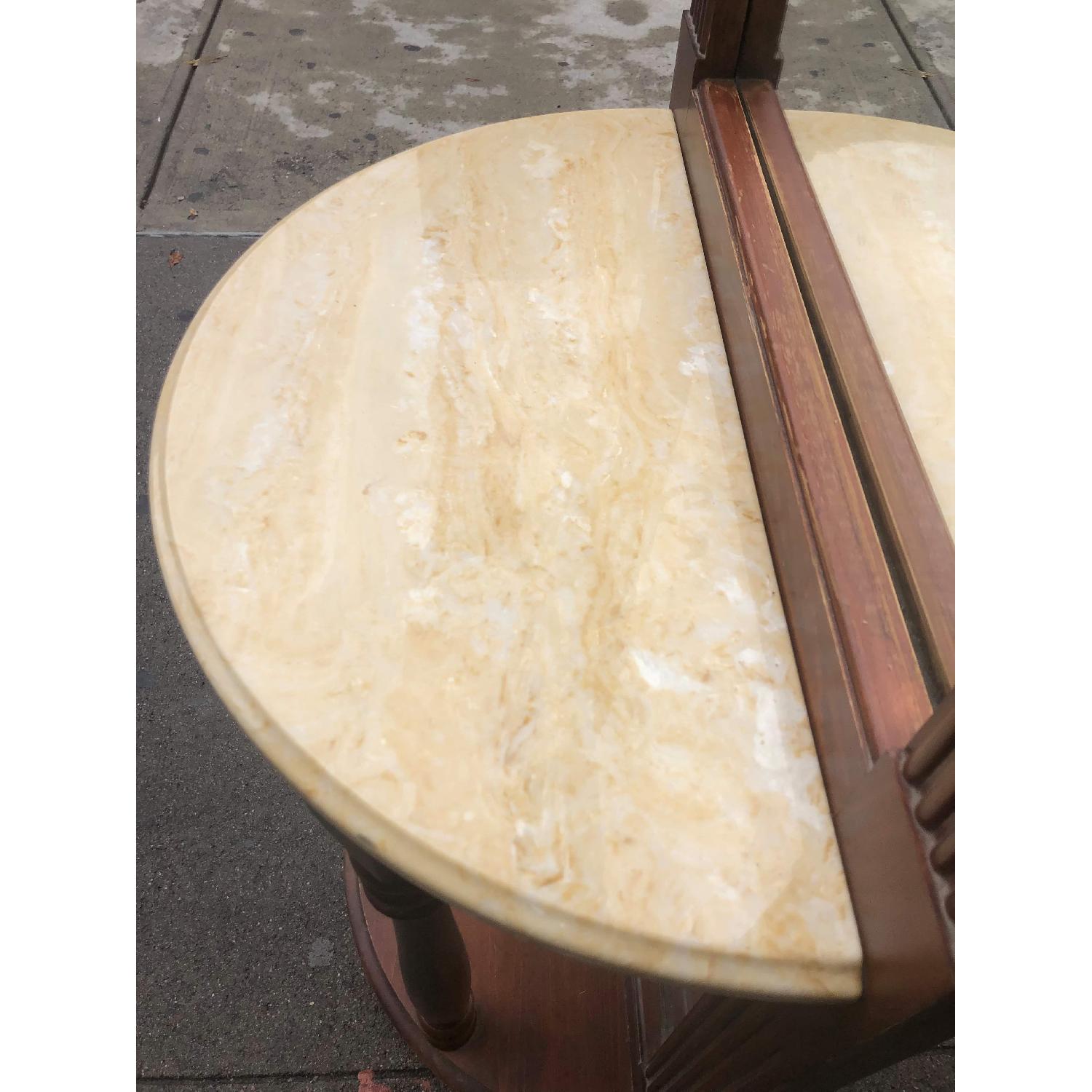 Pulaski Hall Tree w/ Mirror, Marble Table & Brass Hooks - image-7