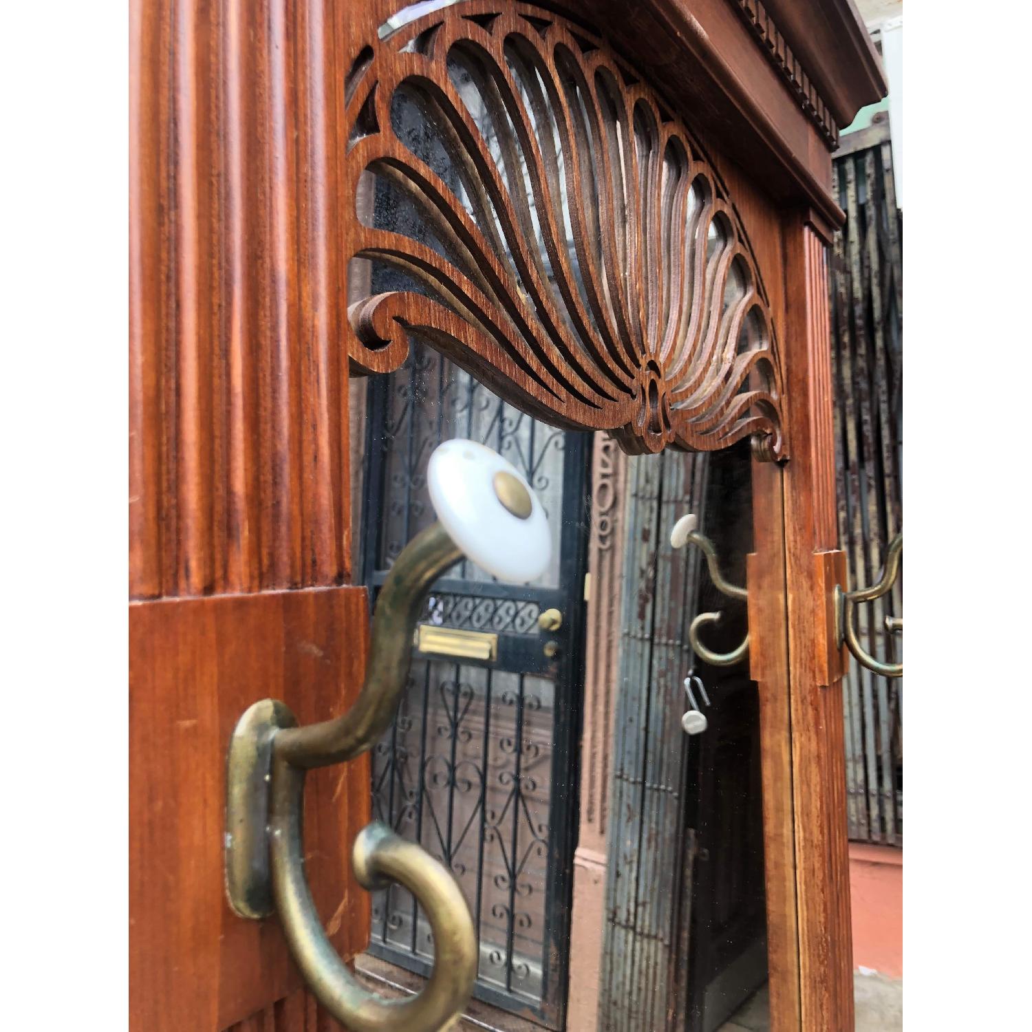 Pulaski Hall Tree w/ Mirror, Marble Table & Brass Hooks AptDeco