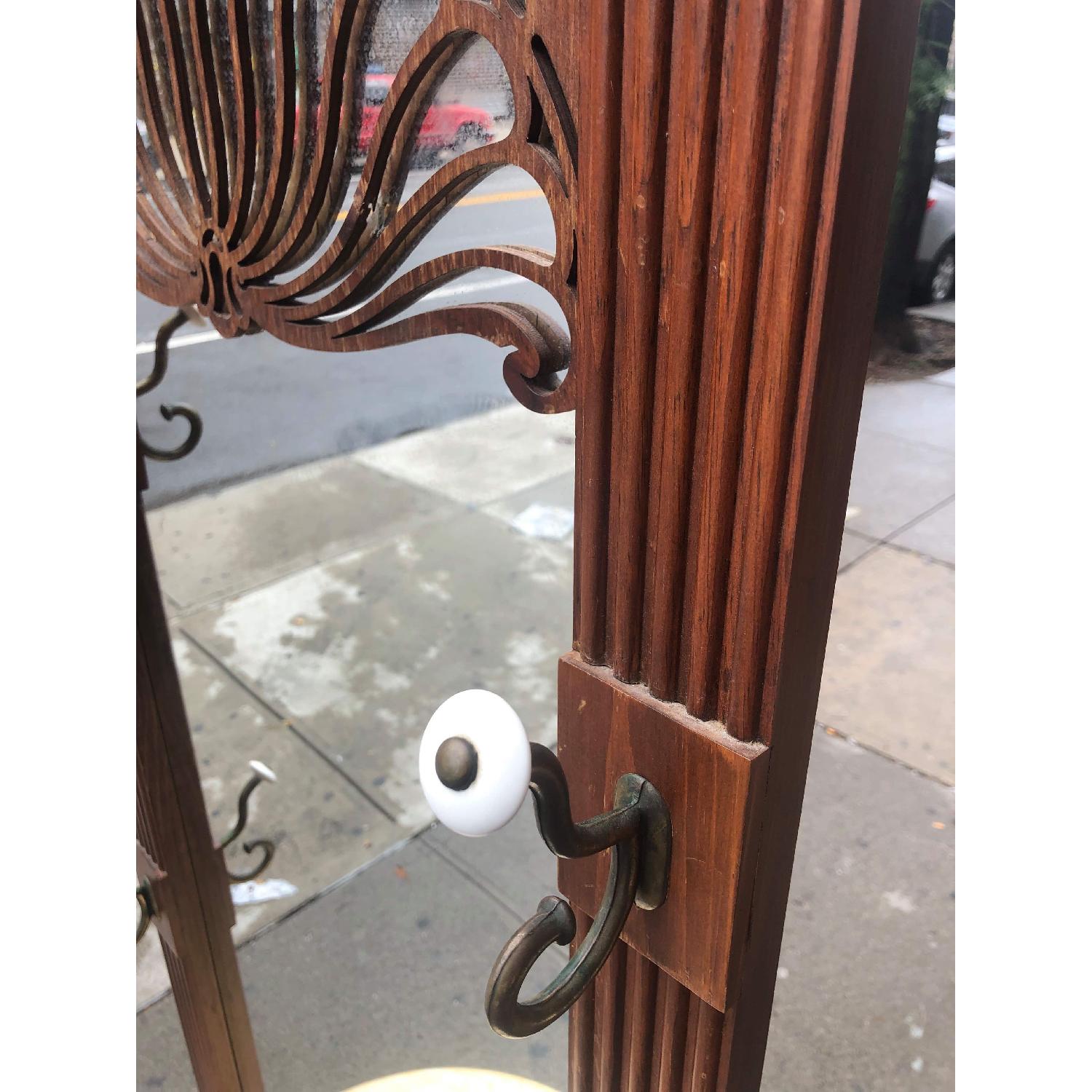 Pulaski Hall Tree w/ Mirror, Marble Table & Brass Hooks - image-10