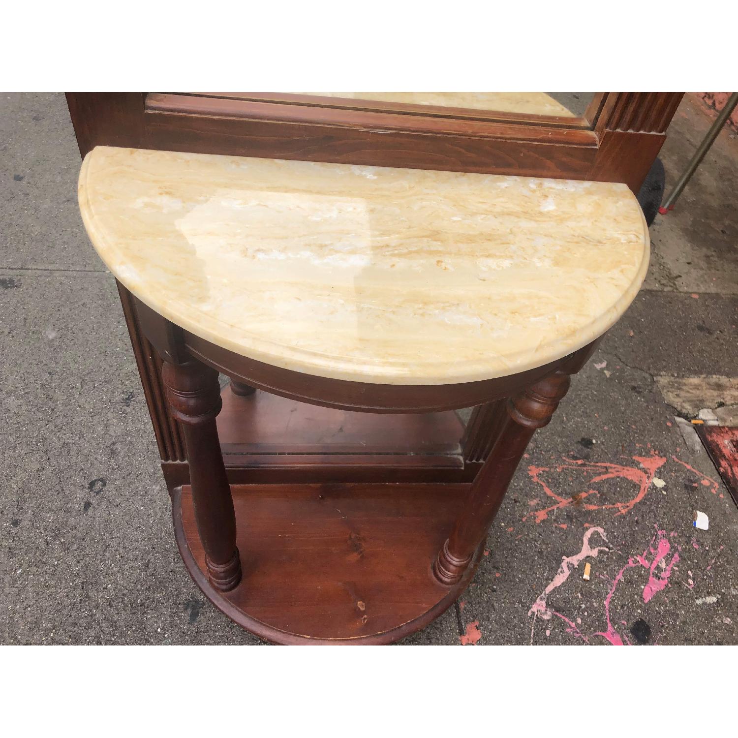 Pulaski Hall Tree w/ Mirror, Marble Table & Brass Hooks AptDeco