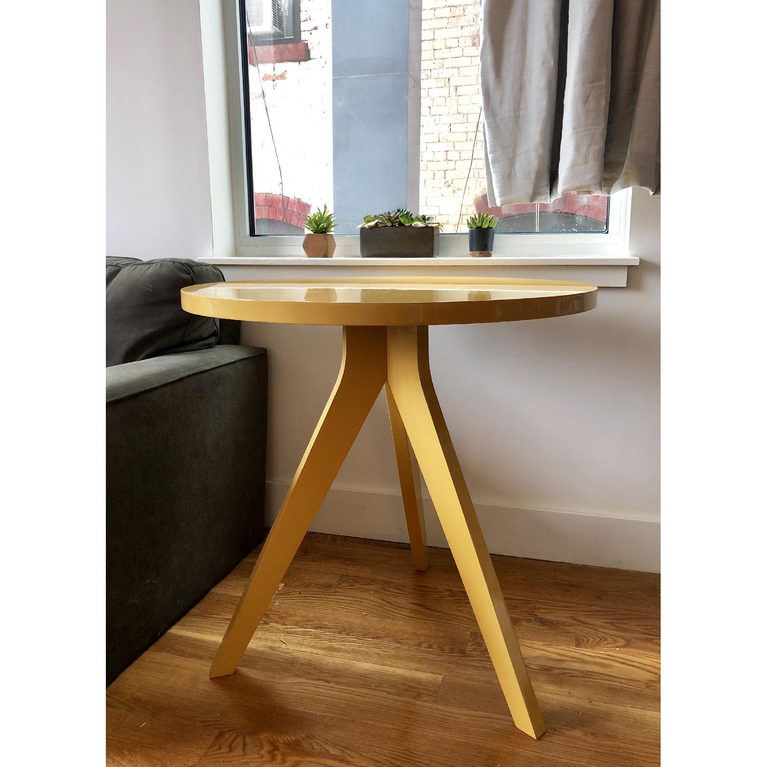 West Elm Round Tripod Table in Yellow Lacquer - image-2