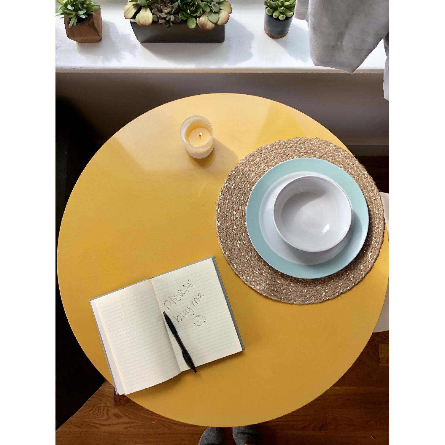 West Elm Round Tripod Table in Yellow Lacquer - image-3