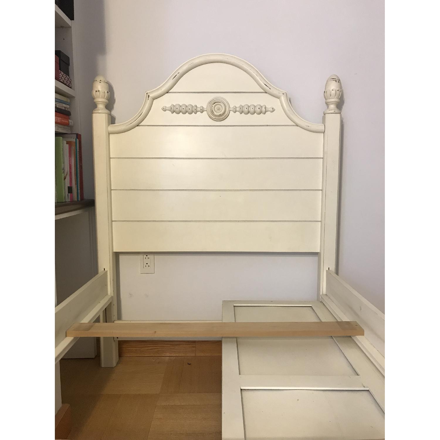 Lexington Distressed White Solid Wood Twin Bed w/ Storage - image-4