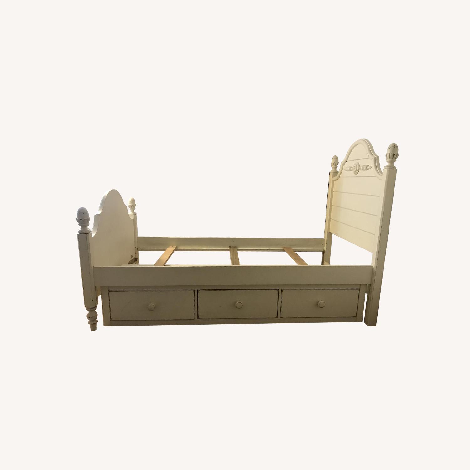 Lexington Distressed White Solid Wood Twin Bed w/ Storage AptDeco