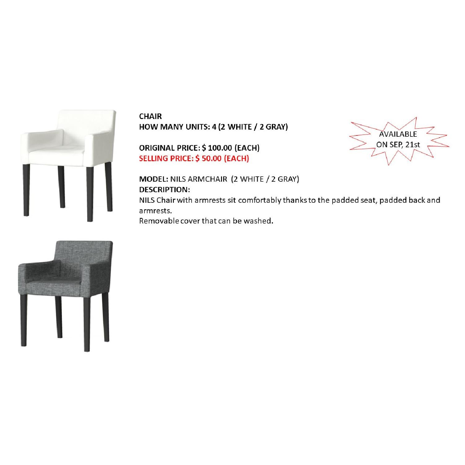 Ikea Nils Grey & White Armchairs - image-4