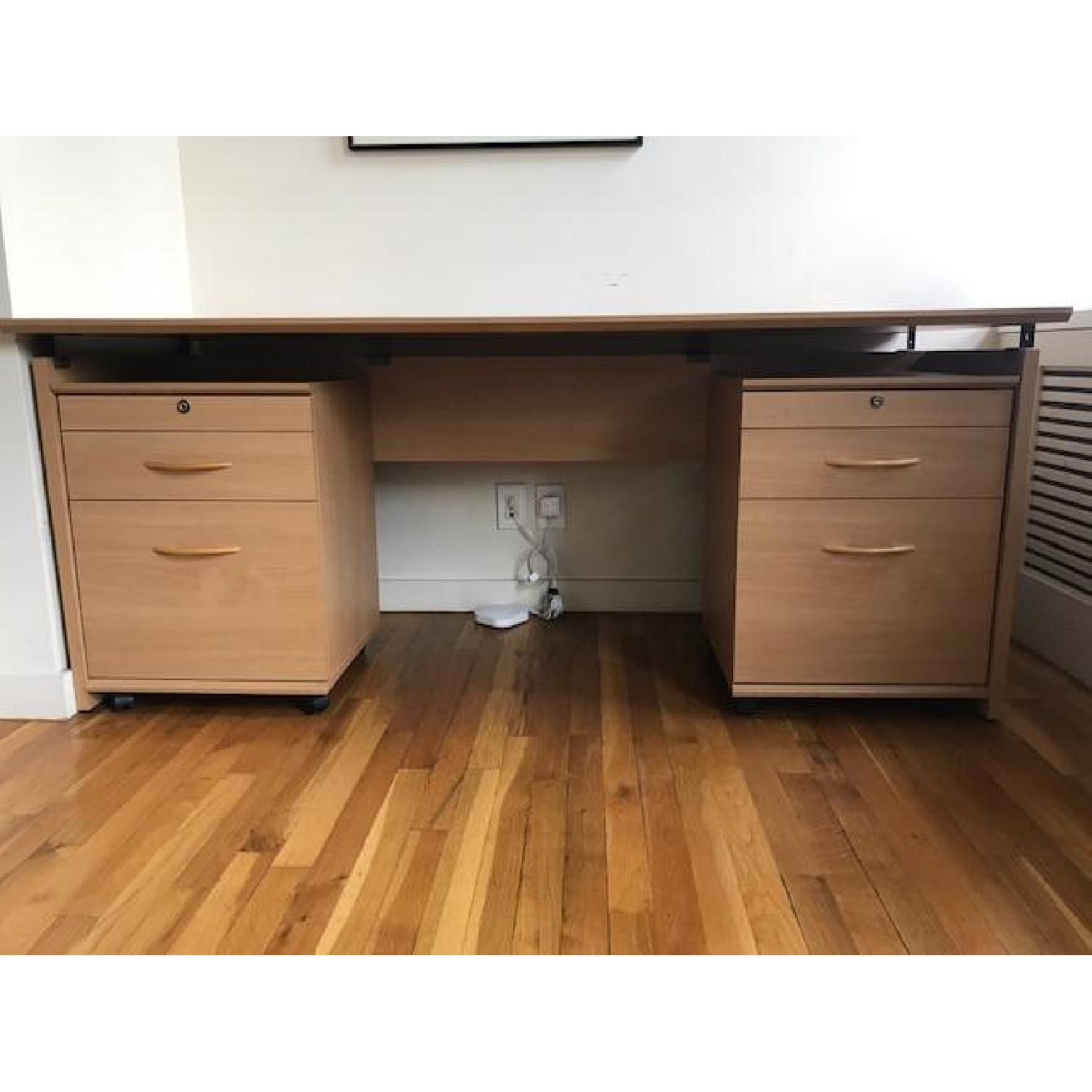Crate & Barrel Desk w/ File Cabinet & Storage - image-1