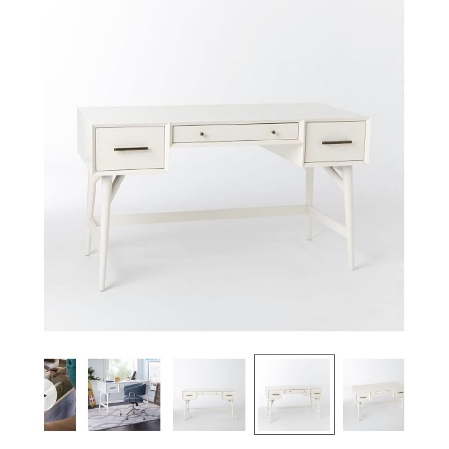 West Elm White Desk w/ 3 Drawers AptDeco