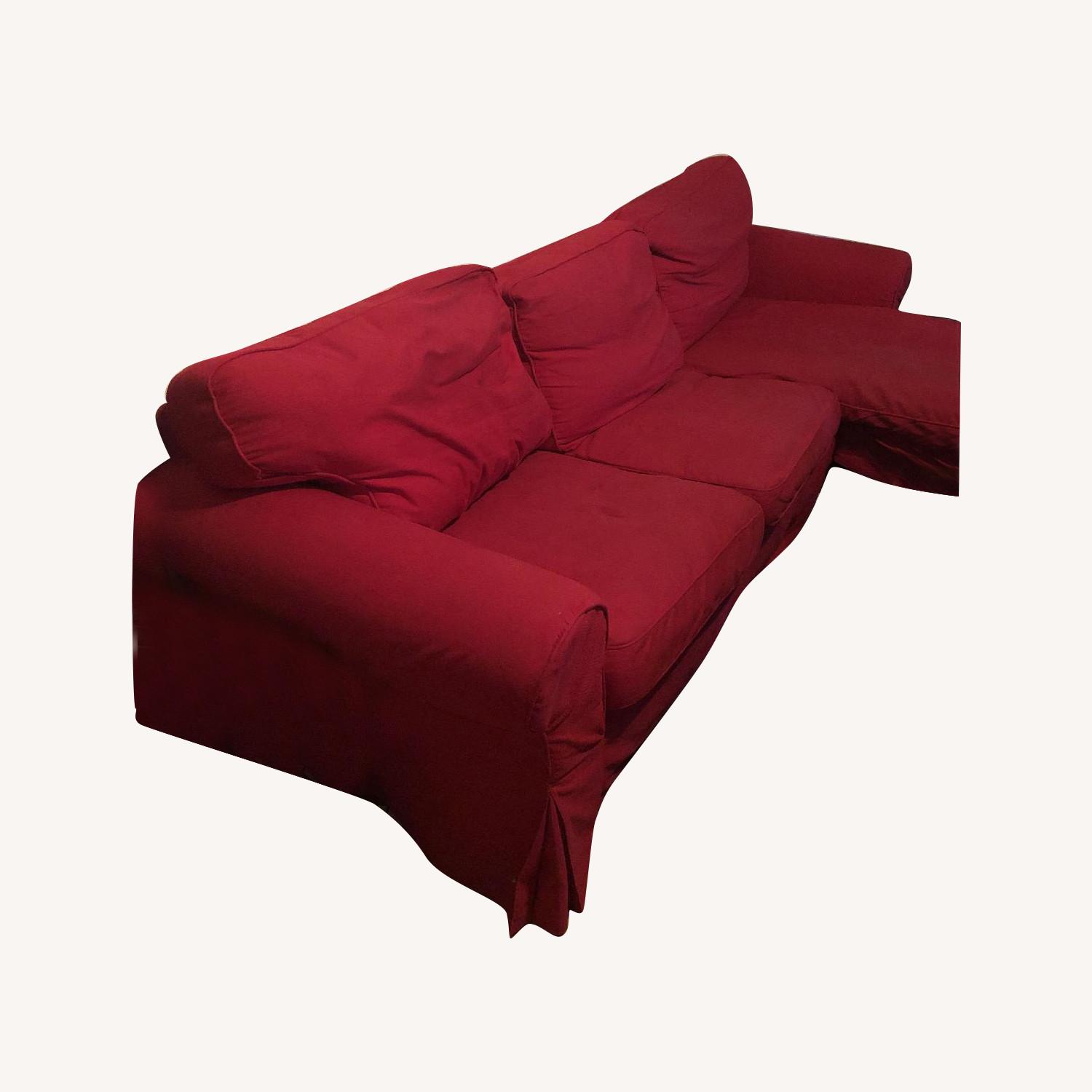 Red L Shaped 3-Piece Sectional Sofa - image-0