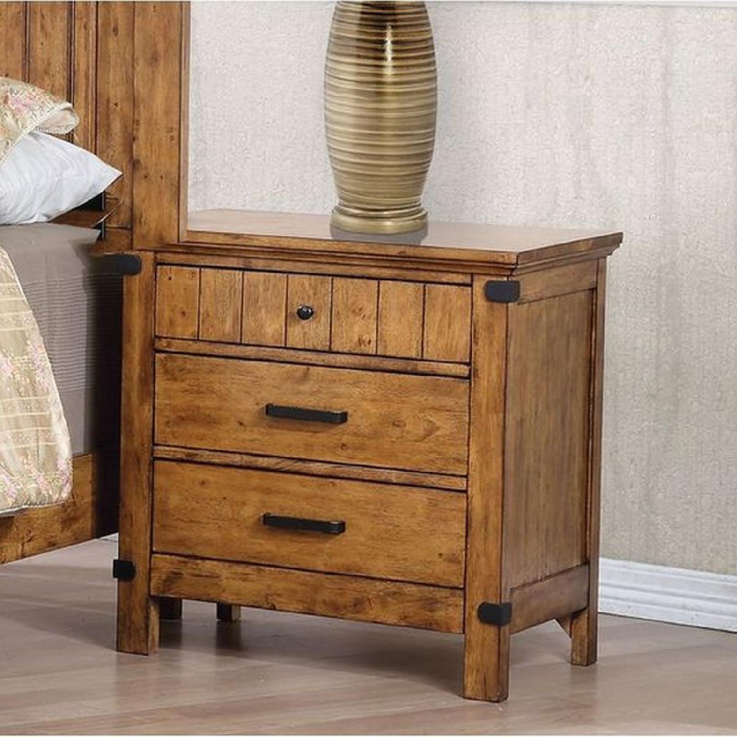 Rustic Style Nightstand In Warm Honey Brown Finish Aptdeco