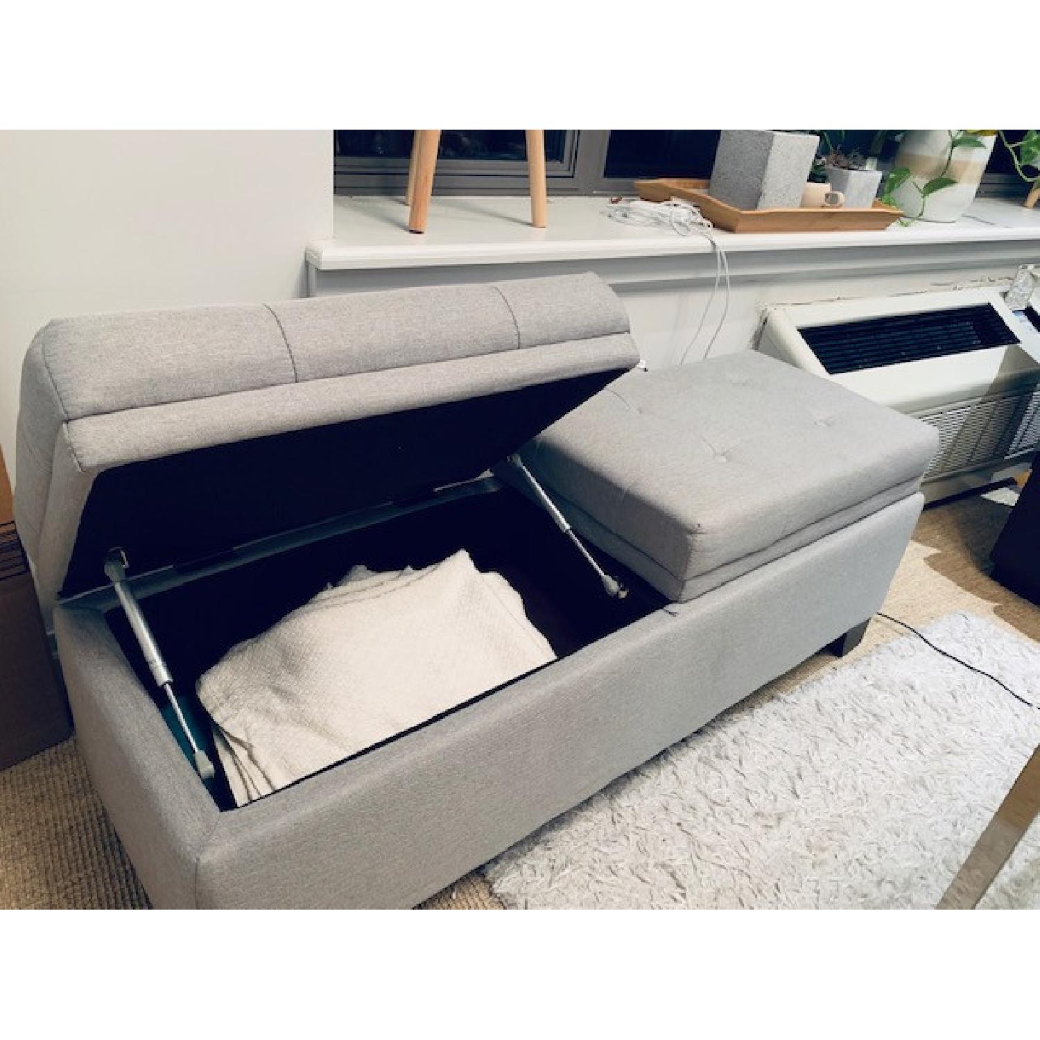Slate Grey Tufted Upholstered Storage Bench/Ottoman - image-2