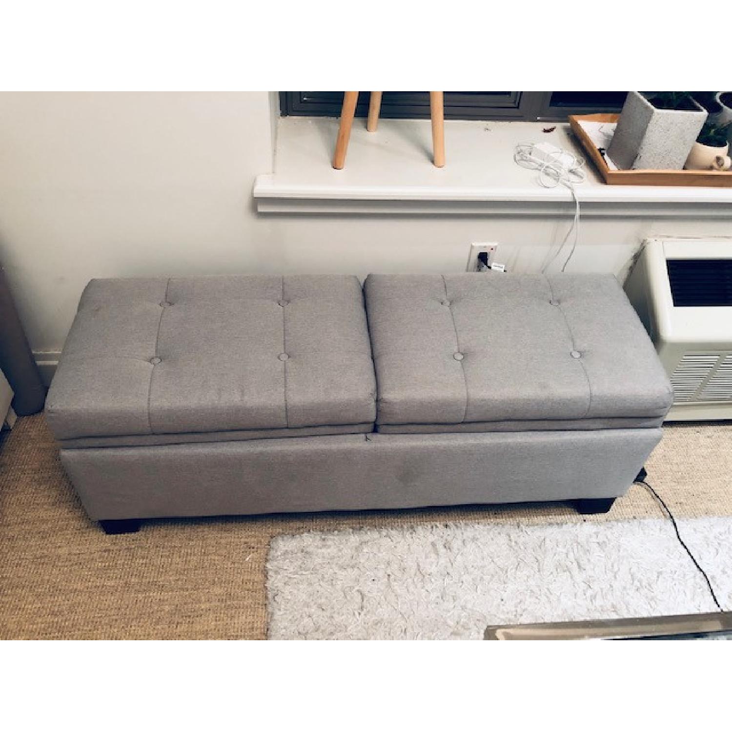Slate Grey Tufted Upholstered Storage Bench/Ottoman - image-3