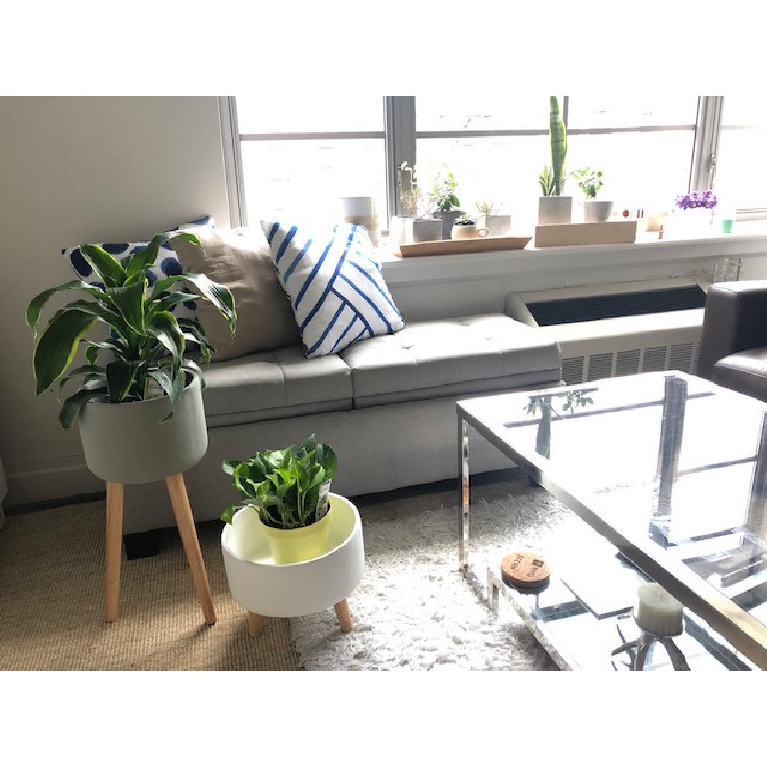 Slate Grey Tufted Upholstered Storage Bench/Ottoman - image-1