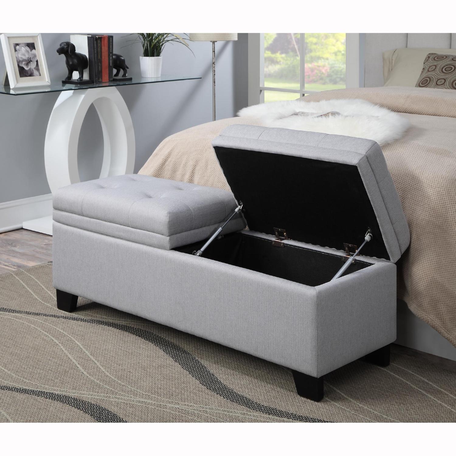 Slate Grey Tufted Upholstered Storage Bench/Ottoman - image-6