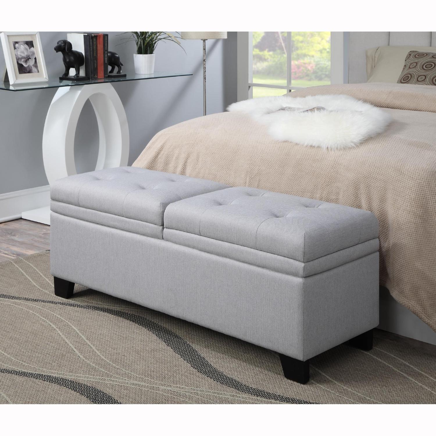 Slate Grey Tufted Upholstered Storage Bench/Ottoman - image-7