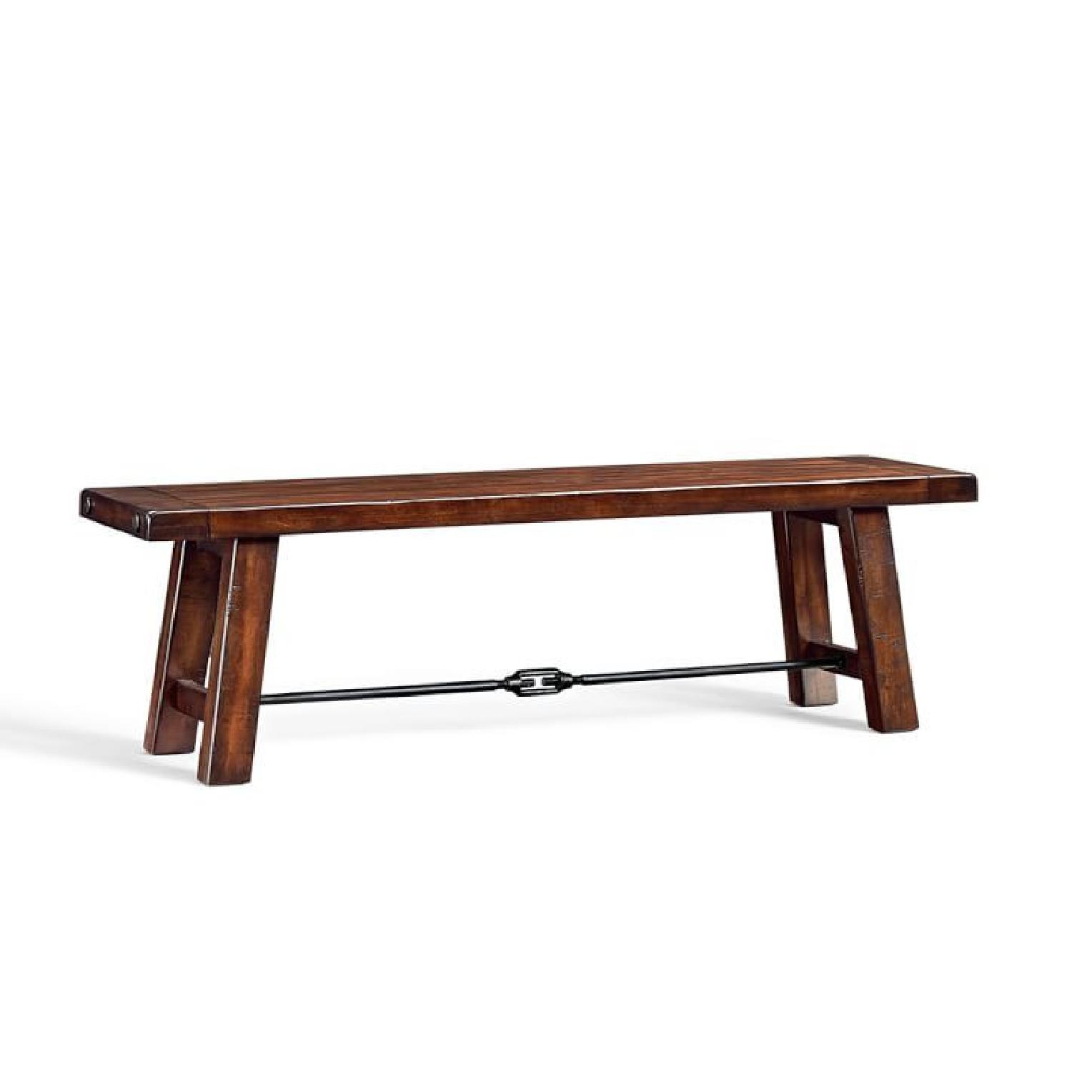 Pottery Barn Mahogany Benchwright Dining Table w/ 2 Benches - image-4