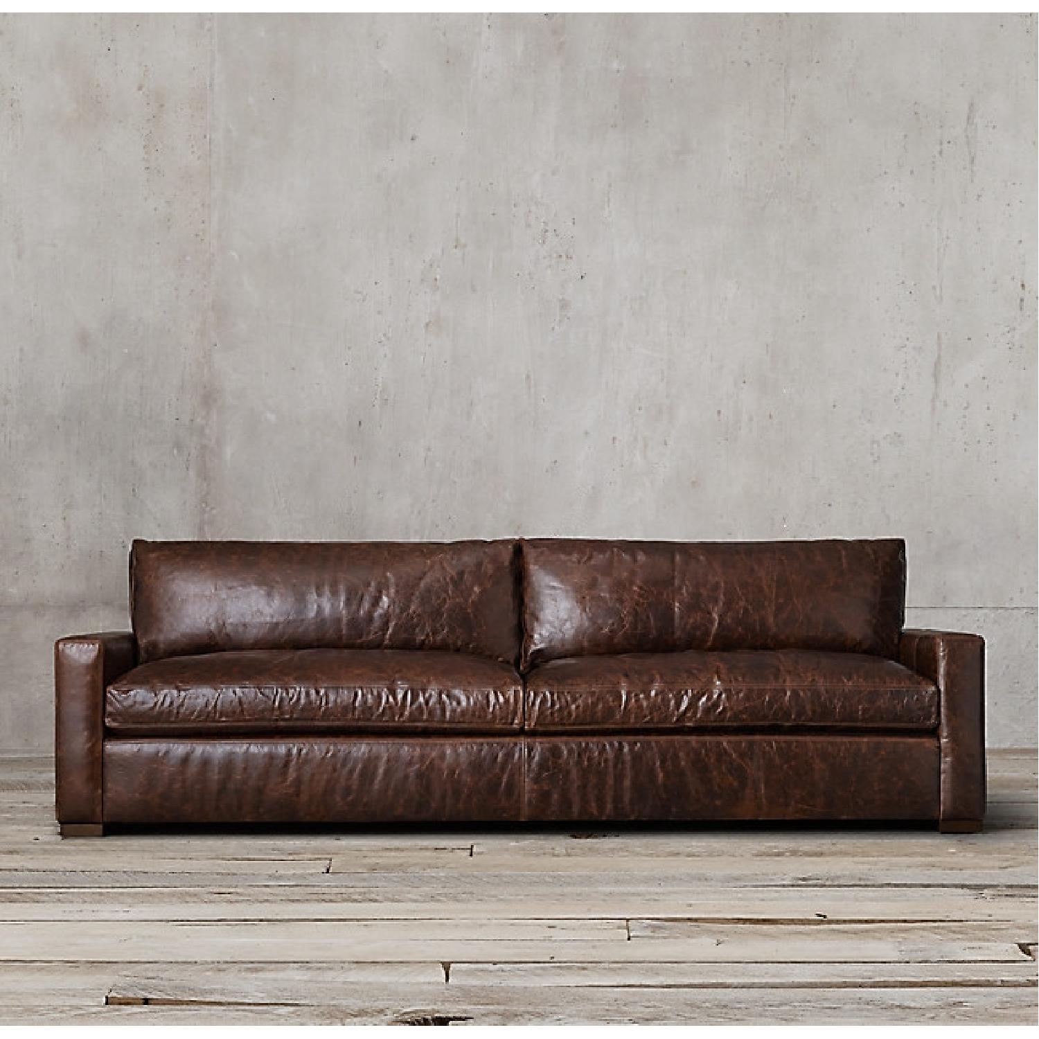 Restoration Hardware Maxwell Leather Sofa - image-5