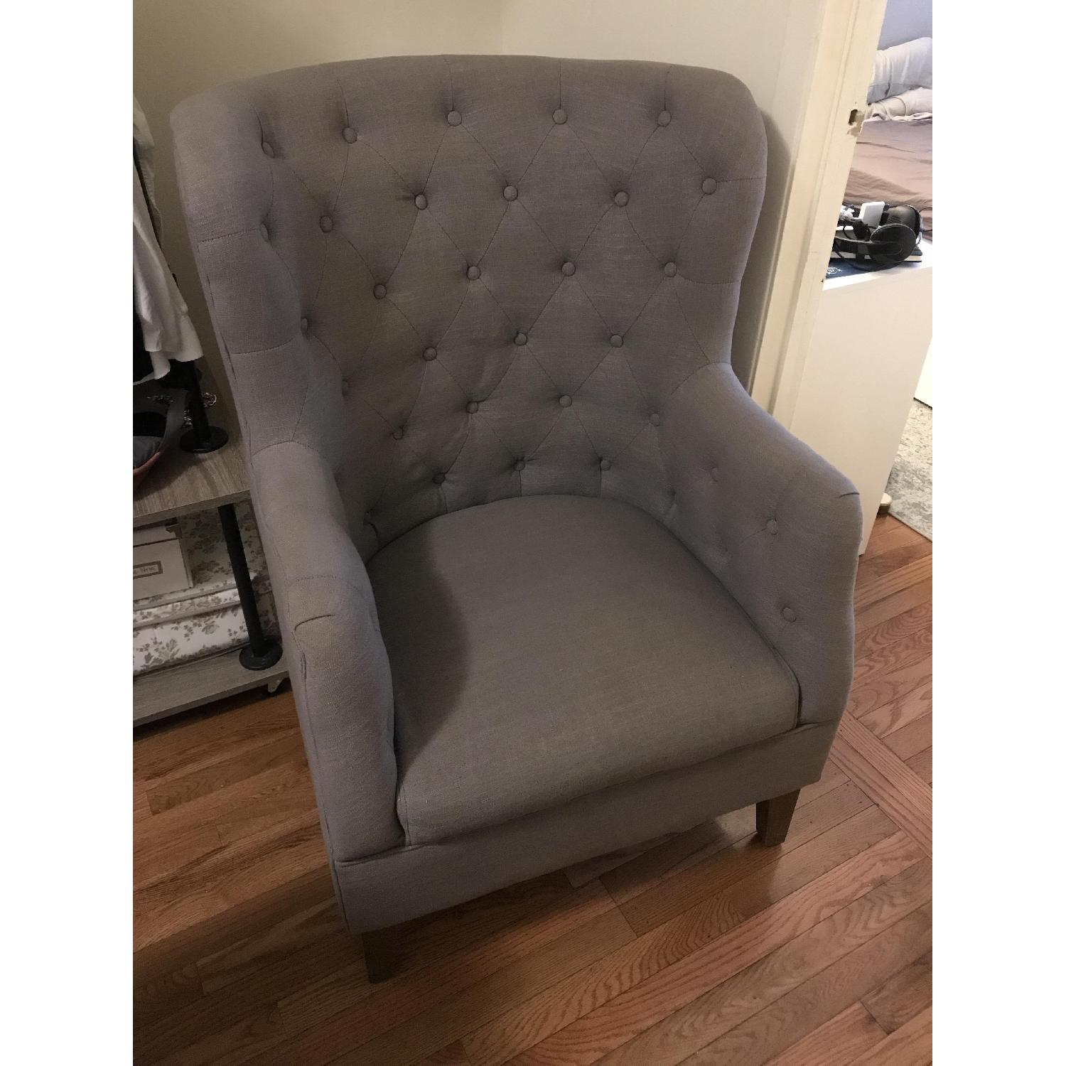 Grey Tufted Arm Chair - image-1