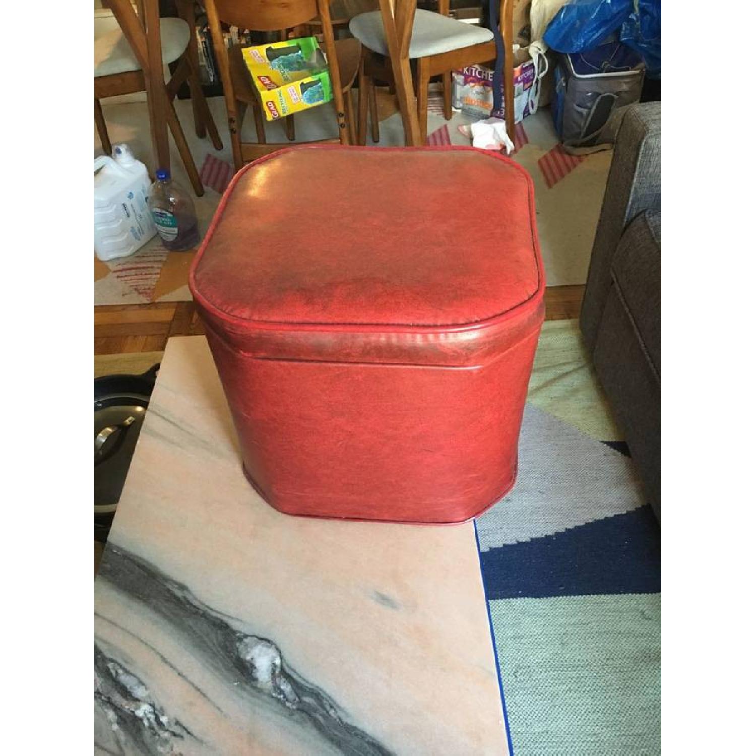 Vintage Leather Storage Ottoman - image-1
