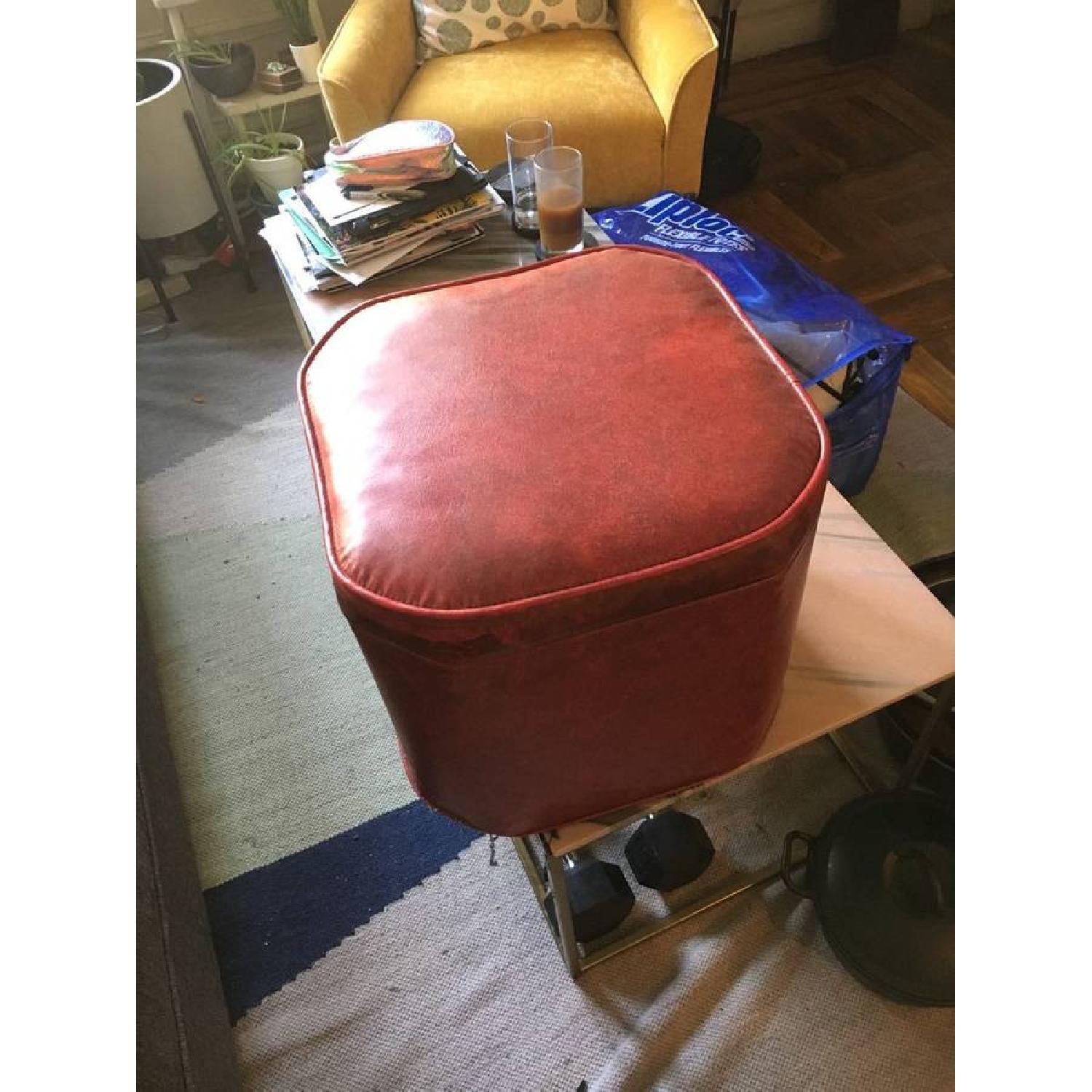 Vintage Leather Storage Ottoman - image-2