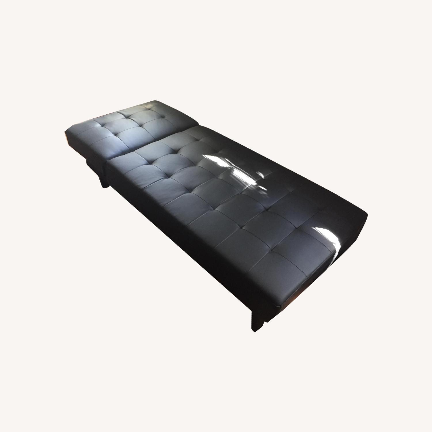 Black Faux Leather Chaise Lounge AptDeco