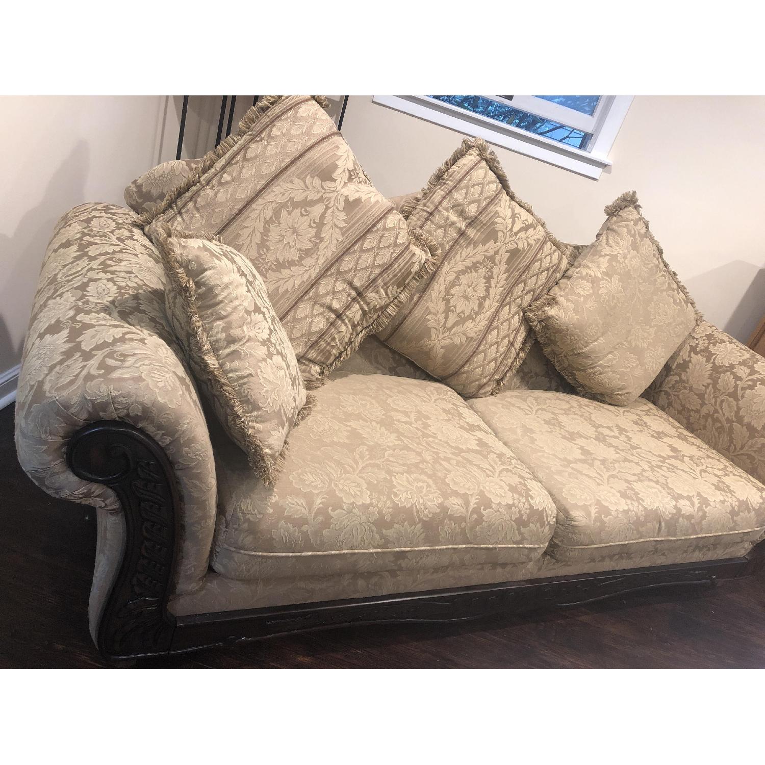 Antique Upholstered Sofa + Matching Chair - image-1