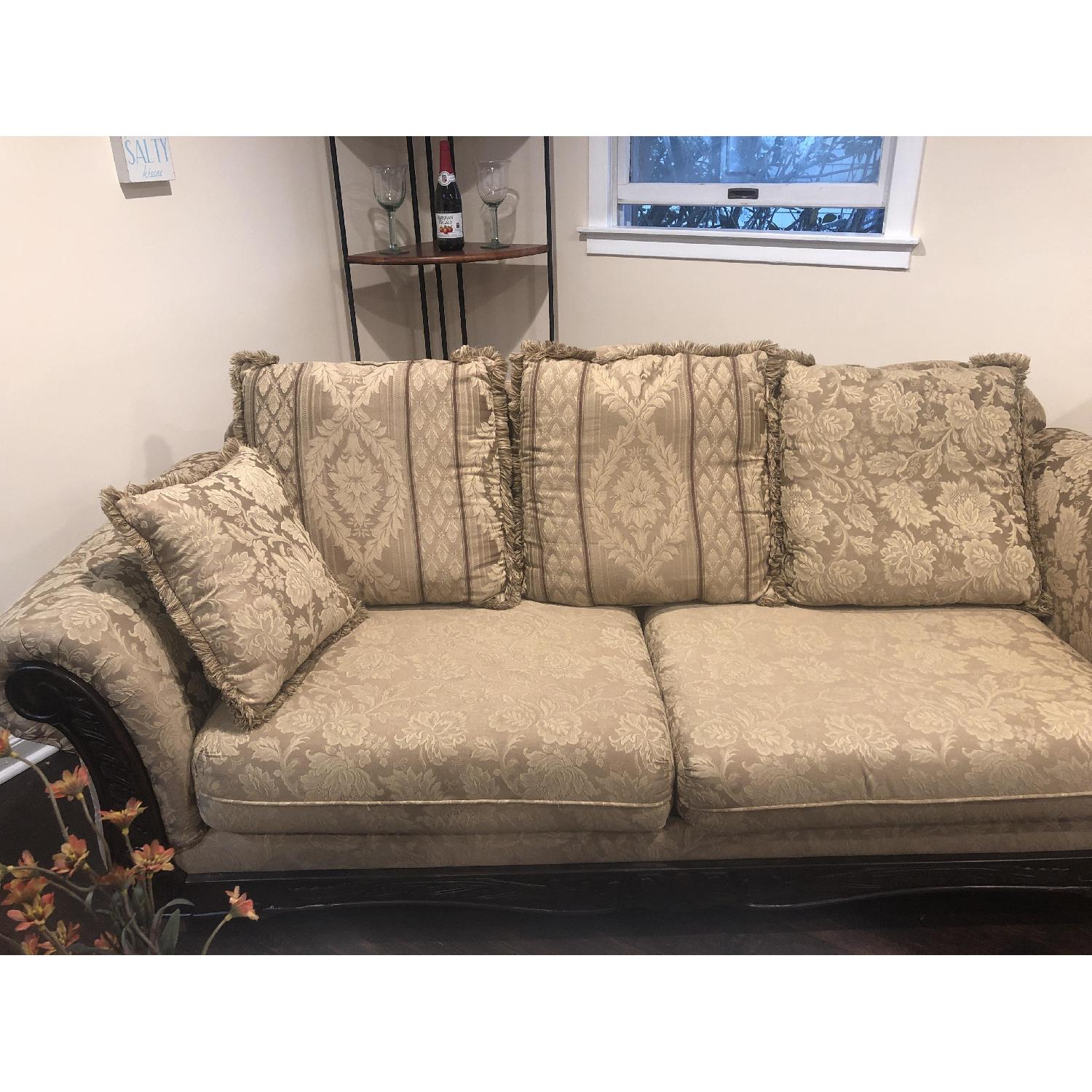 Antique Upholstered Sofa + Matching Chair - image-2