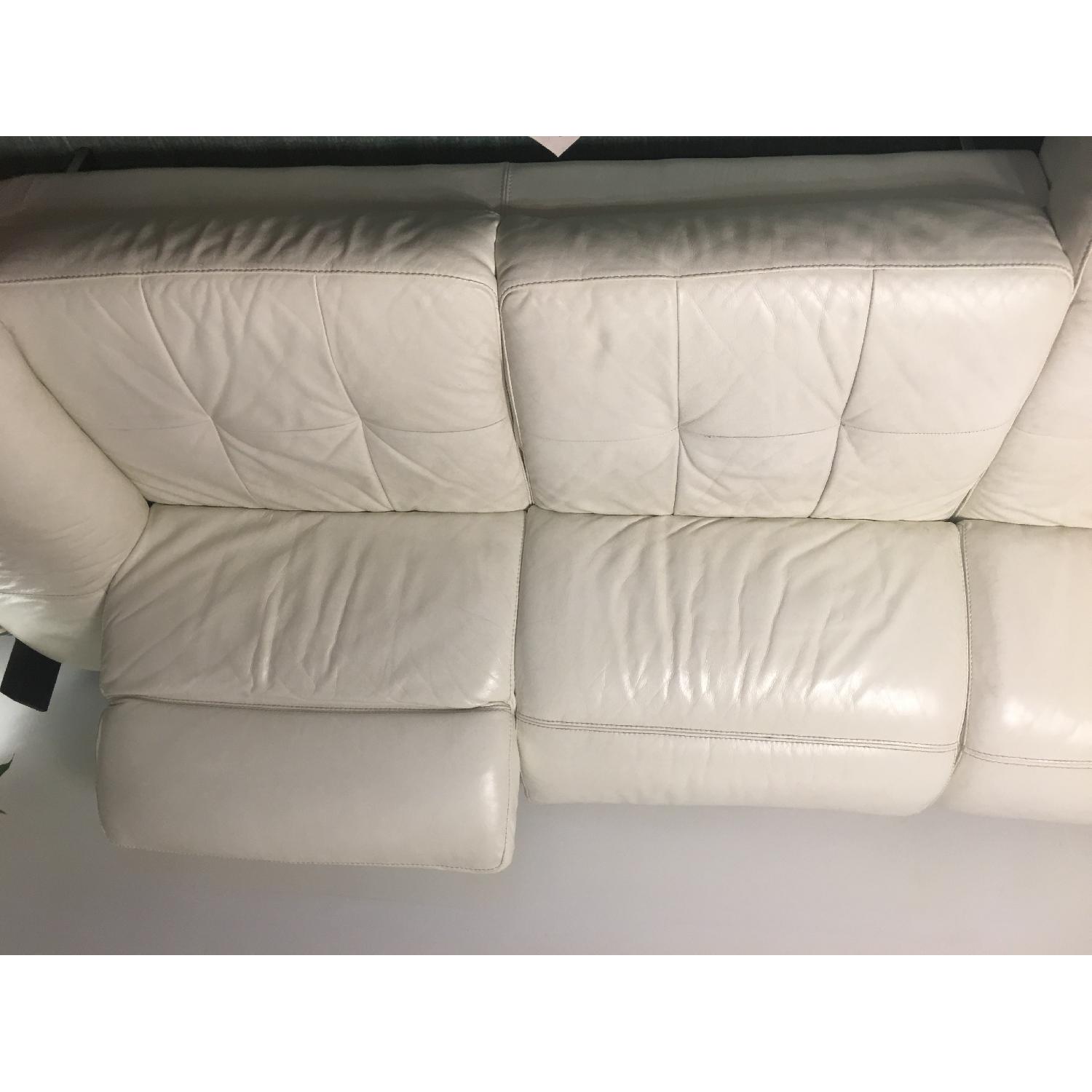Ivory White Leather 2-Piece Sectional Sofa - image-1
