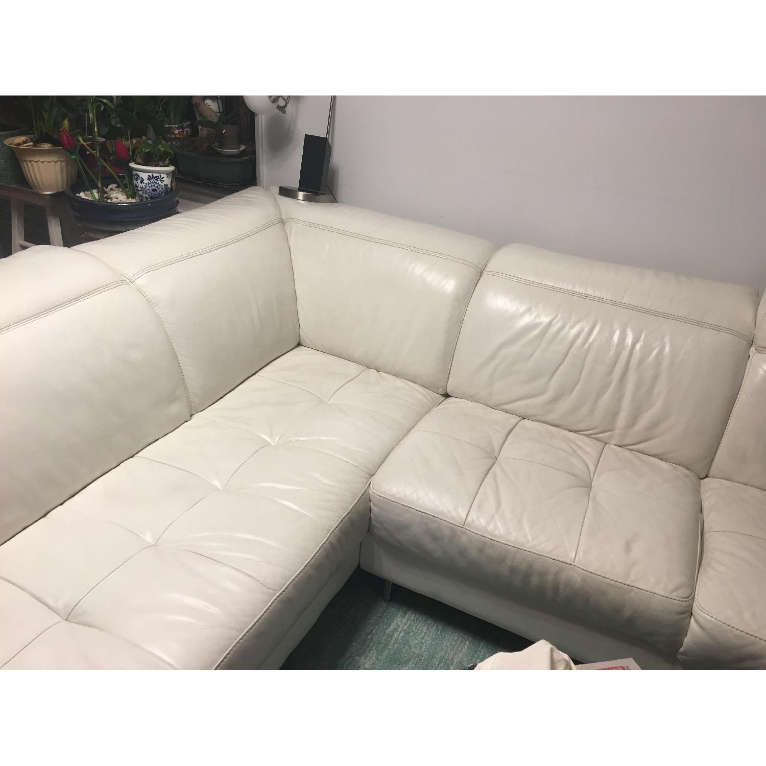 Ivory White Leather 2-Piece Sectional Sofa - image-2