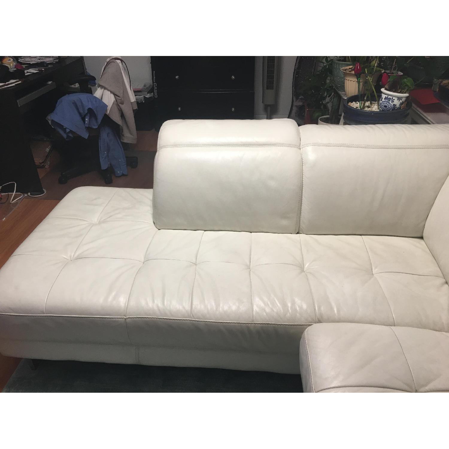 Ivory White Leather 2-Piece Sectional Sofa - image-3