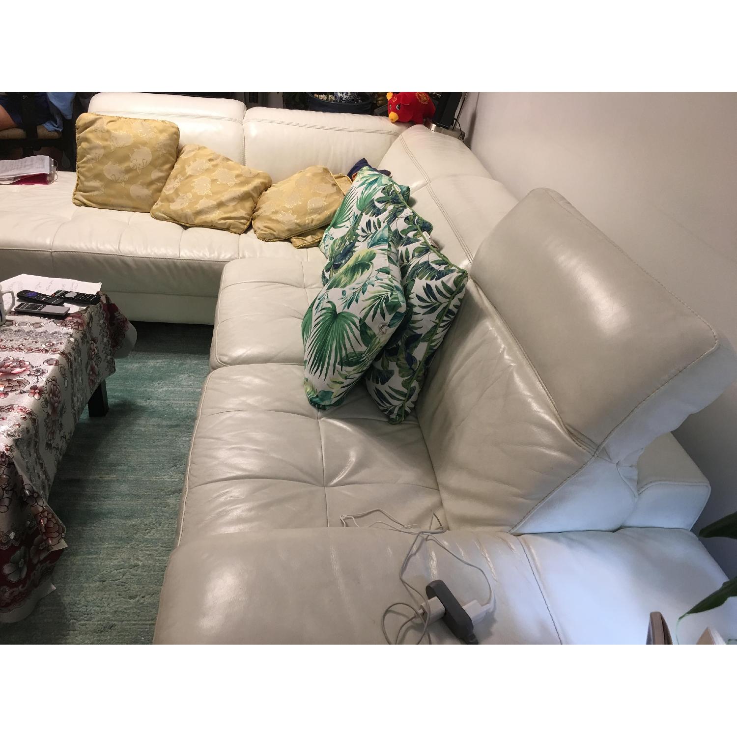 Ivory White Leather 2-Piece Sectional Sofa - image-5