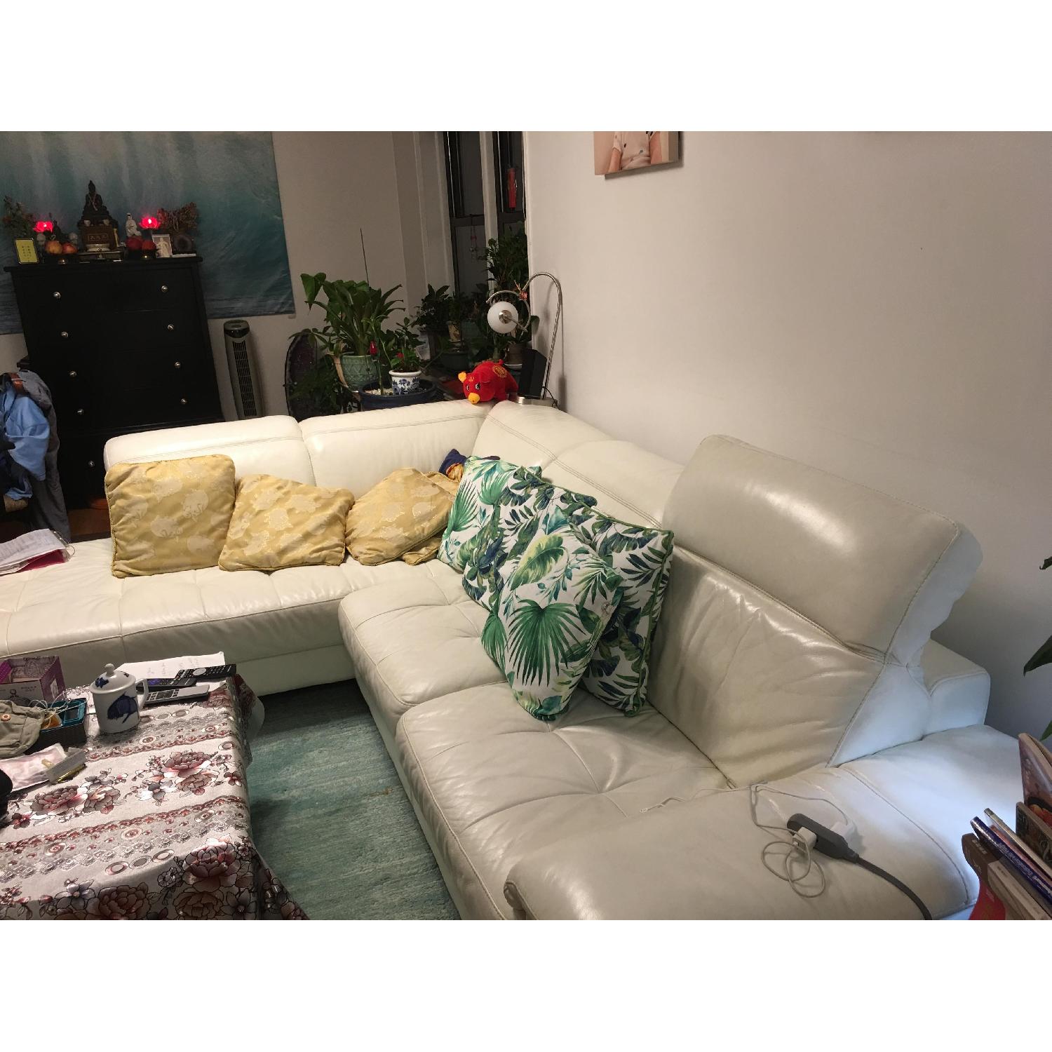 Ivory White Leather 2-Piece Sectional Sofa - image-4