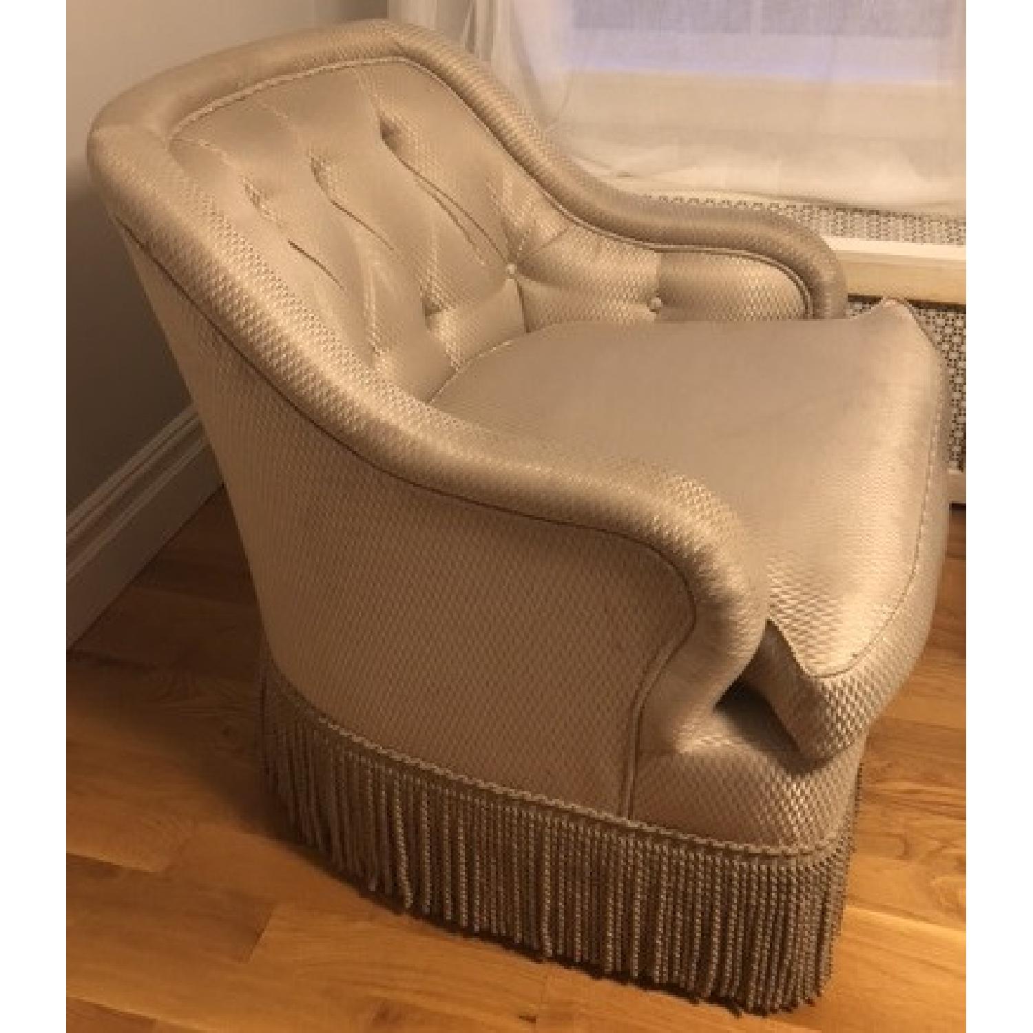 Tufted Armchair w/ Fringed Skirt - image-2