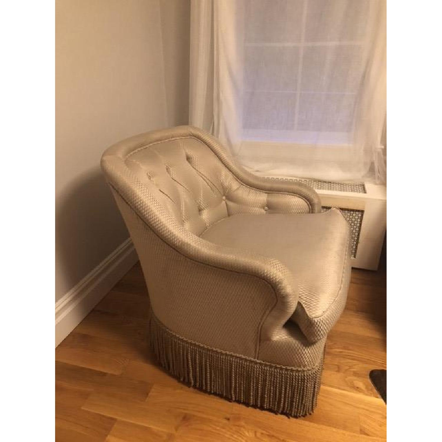 Tufted Armchair w/ Fringed Skirt - image-3