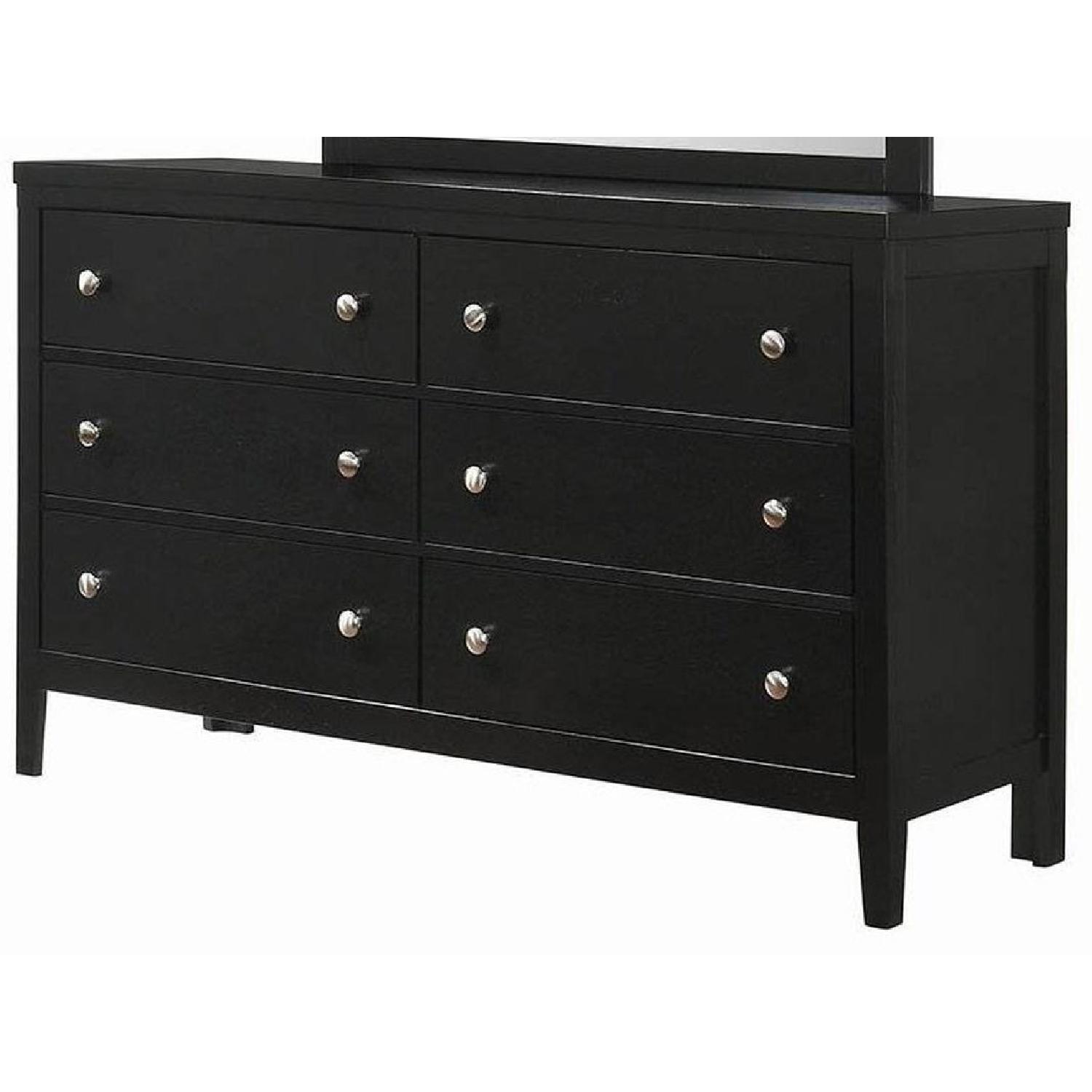 Black 6Drawer Dresser w/ Nickel Finish Knobs AptDeco